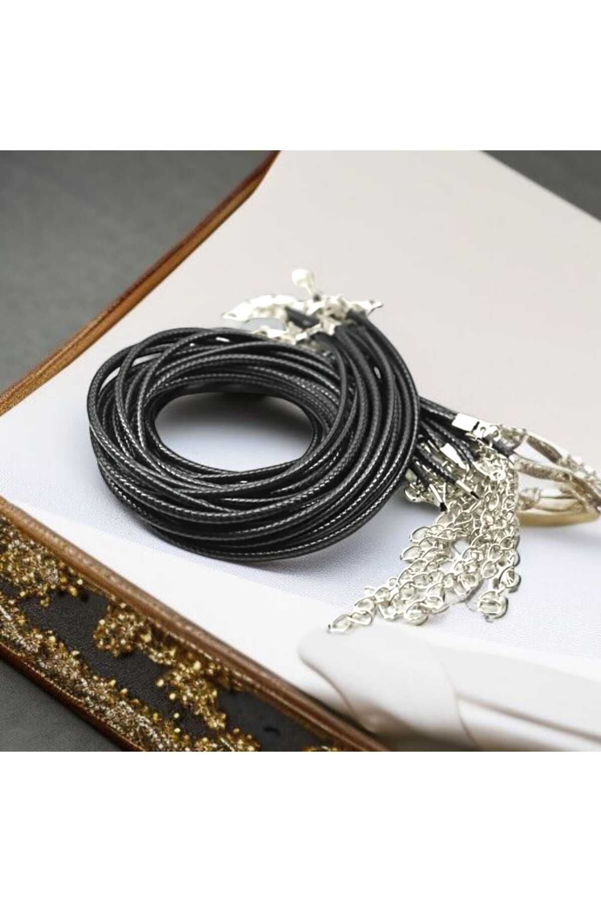 feyza collection Takı Tasarımı İçin 10 Adet Hazır Deri Kolye İpi 1. Kalite 45 cm