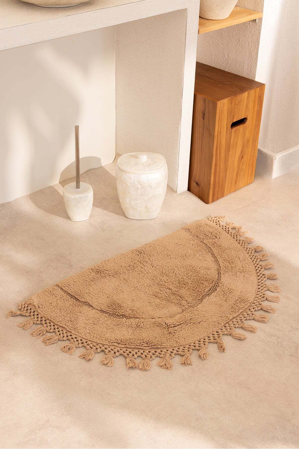 İrya Nora Tekli Banyo Paspası %100 Pamuk 50x80 Bej