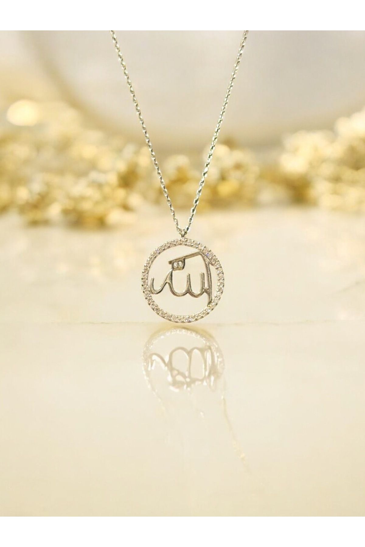 SOFT 925 AYAR GÜMÜŞ KOLYE 14 K GOLD KAPLAMA SEÇENEKLİ ALLAH YAZILI KOLYE