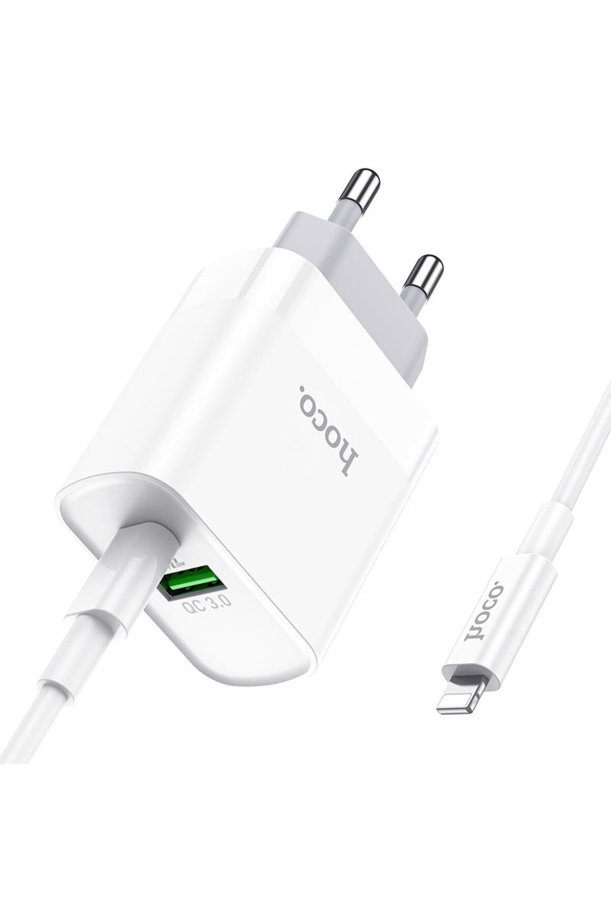 REDz Accessories-Set încărcător, cablu de iluminare adaptor Hoco C80a, tip C și port USB, încărcare rapidă 20w, alb 2