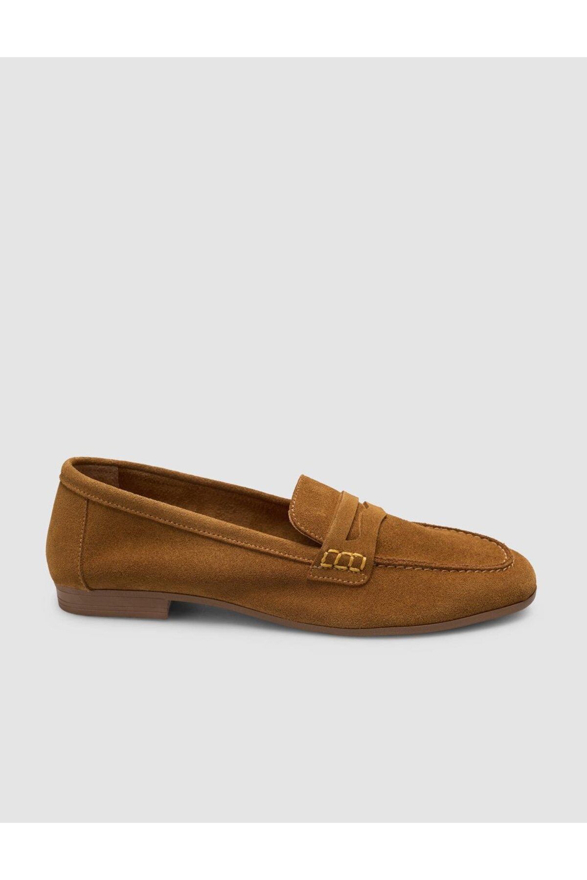 Cabani %100 Hakiki Deri Taba Süet Kadın Loafer