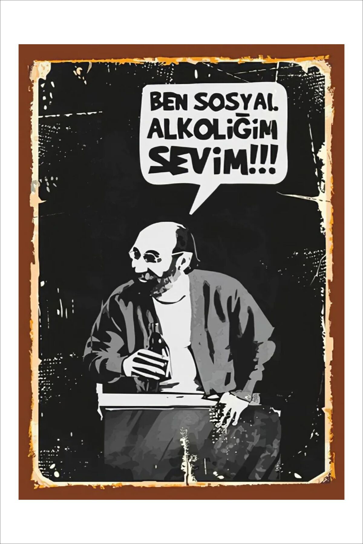 Yeni Yıldız Reklam RETRO BİZİMKİLER CEMİL,BEN SOSYAL ALKOLİĞİM SEVİM,KOMİK ESPRİLİ DUVAR YAZILARI SÖZLERİ 20X30 TABLO