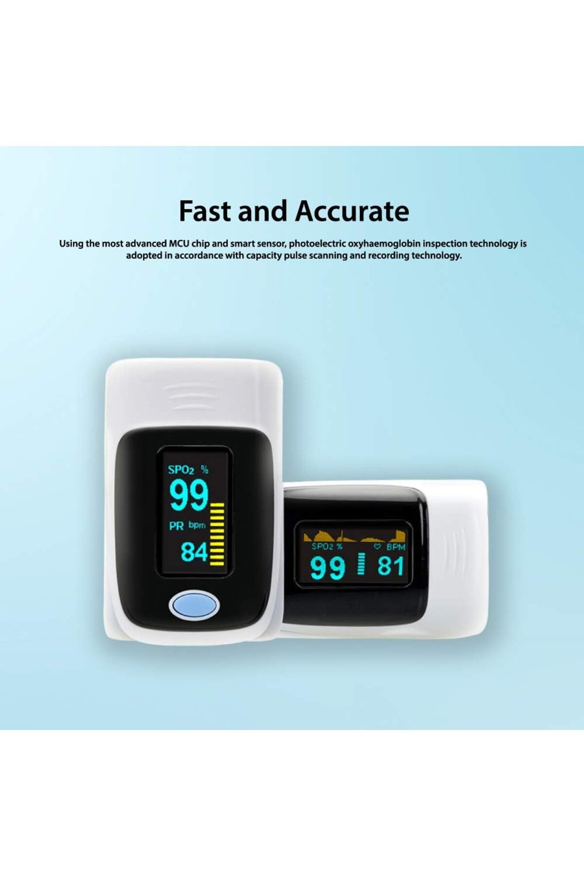 fulina-Finger Pulse Oximeter, 3 in 1 SpO2, Pulse Rate and Perfusion Index Omnidirectional OLED Display 4