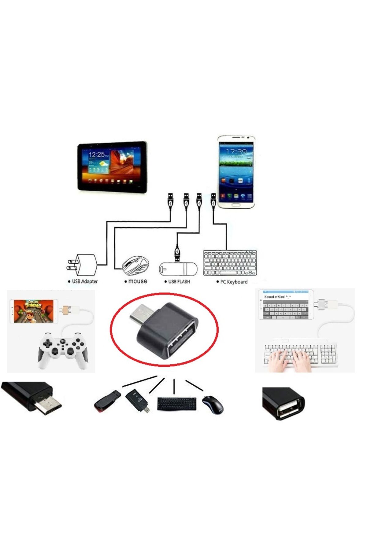 Skygo Usb to Micro USB ye Dönüştürücü - Klavye Mouse Joystick Telefona Bağlama