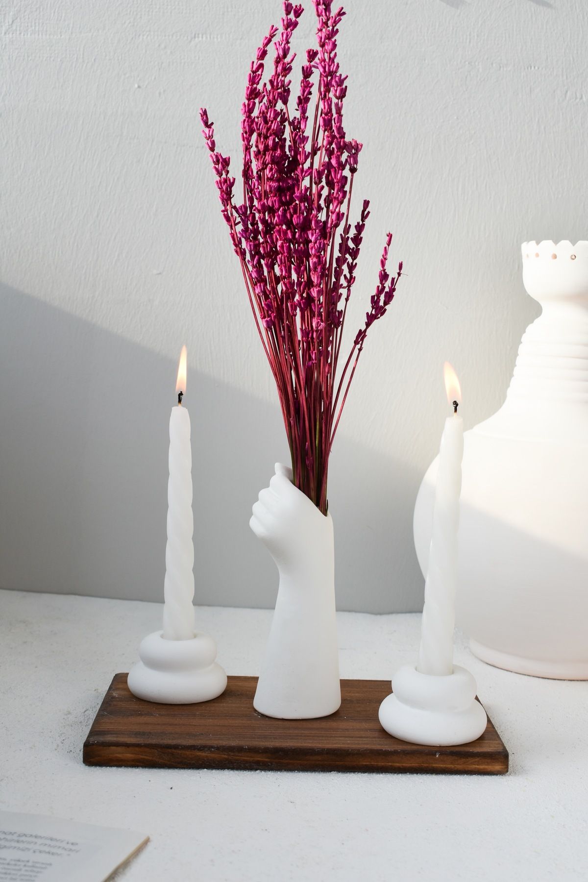 LALEZEN HOME EL VAZO 2 MUMLUK 2 BEYAZ MUM (5 PARCA SET)