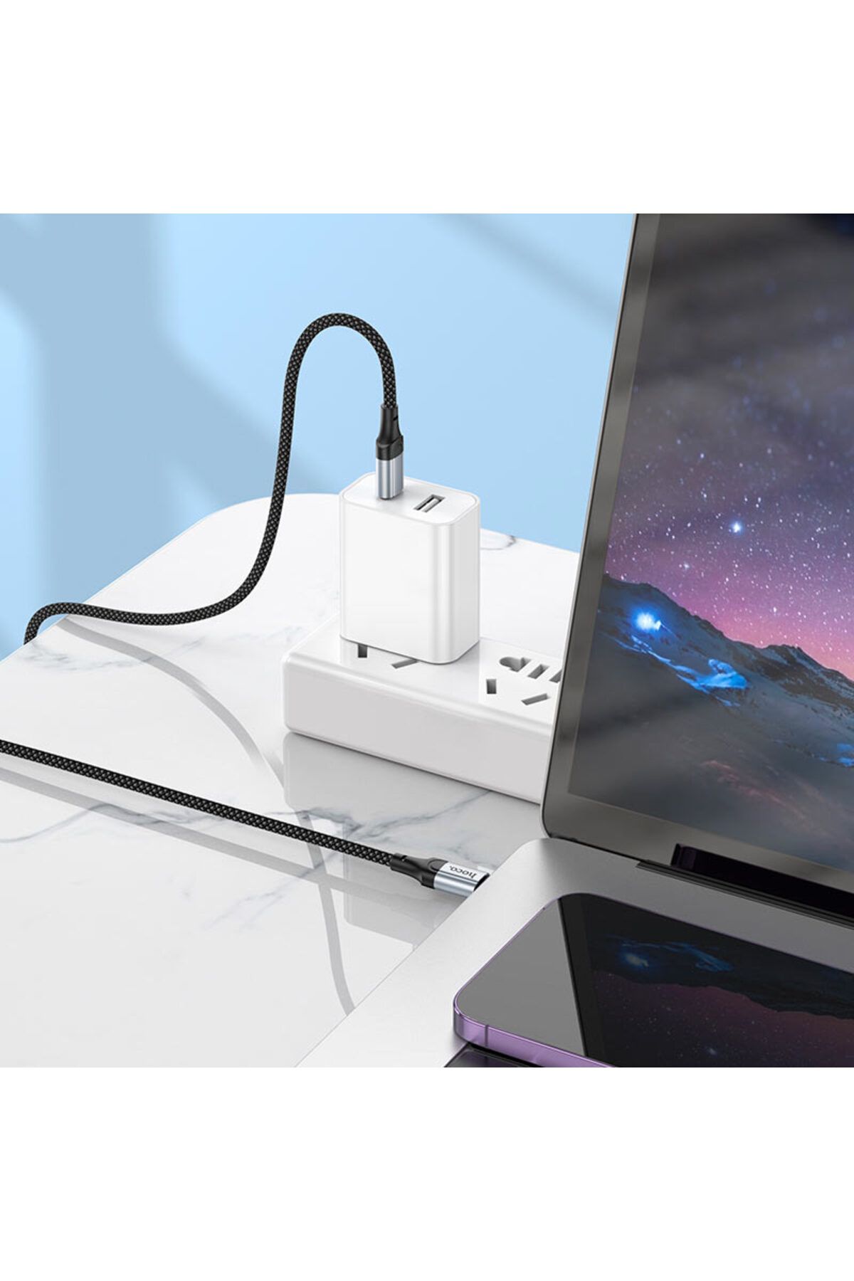 REDz Accessories-Cablu Hoco X102, Tip-C la Tip-C, 1m, Pentru iPhone 15/16 și Android, 60W, Transfer de date, Negru 2