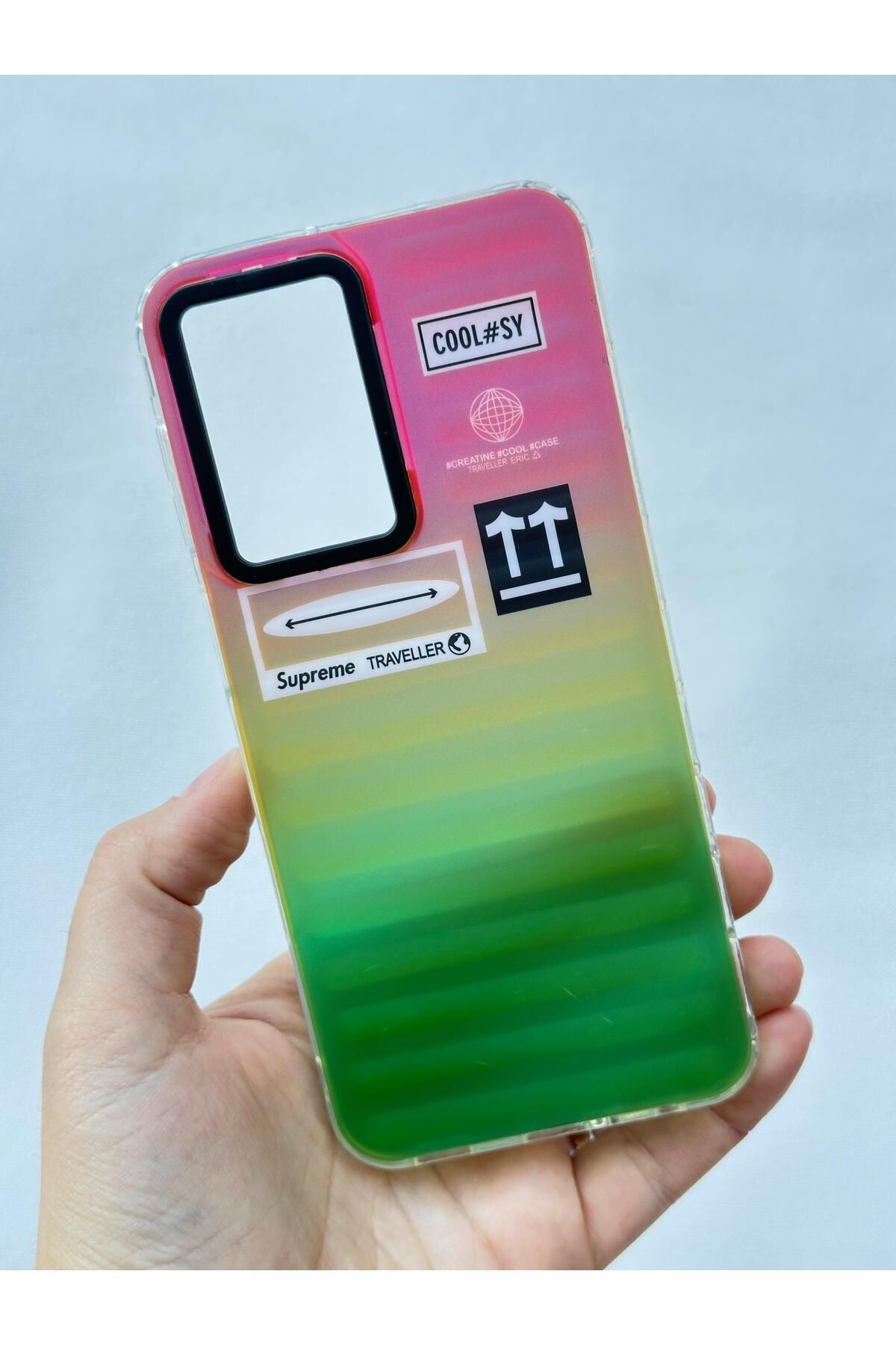 Vip Case SAMSUNG A13 Hologramlı Renk Değiştiren Kamera Çıkıntılı Trend Marka Tasarım Label Kılıf