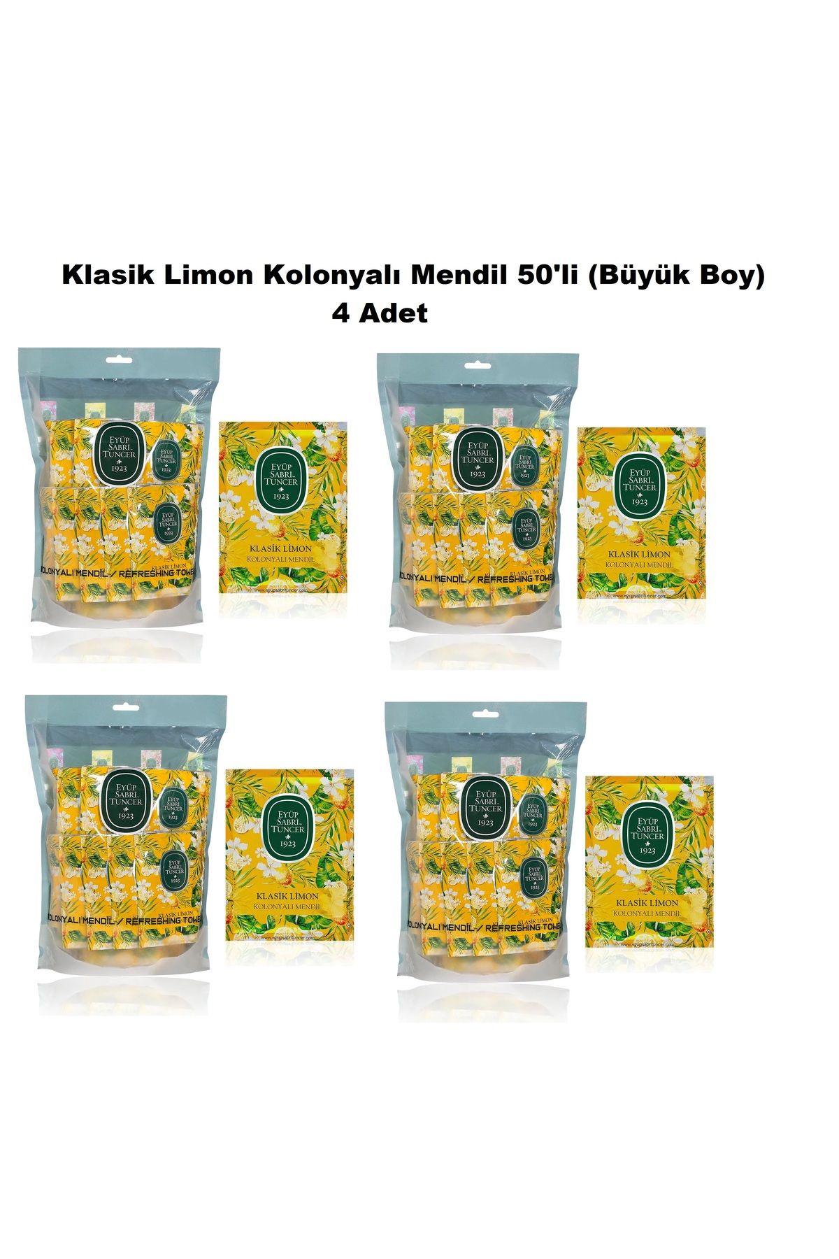 Eyüp Sabri Tuncer EYÜP SABRİ TUNCER KLASİK LİMON ISLAK MENDİL BÜYÜK BOY 50'Lİ X 4 ADET