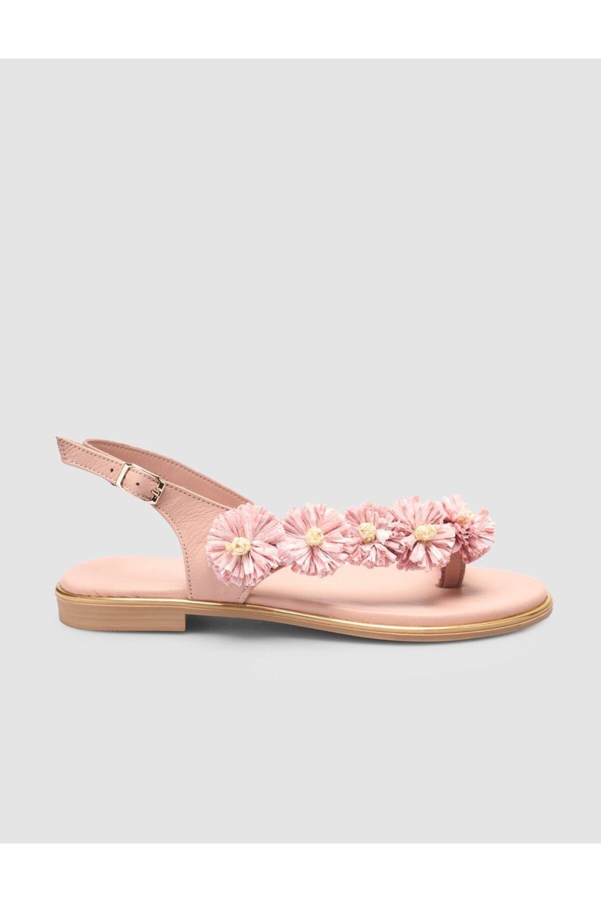 Cabani %100 Hakiki Deri Pembe Kadın Sandalet