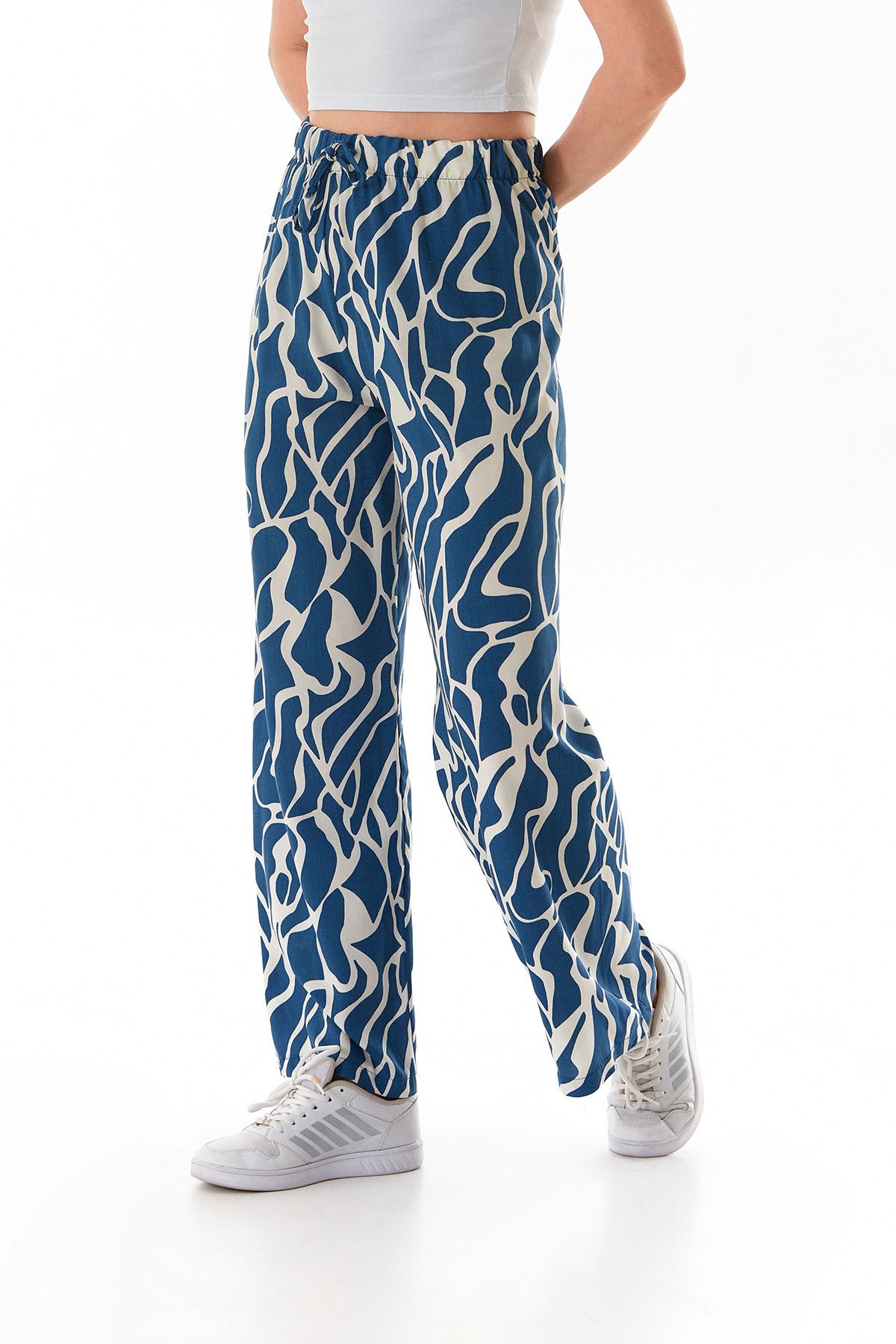 Fulla Moda-Patterned Palazzo Trousers with Elastic Waist 4