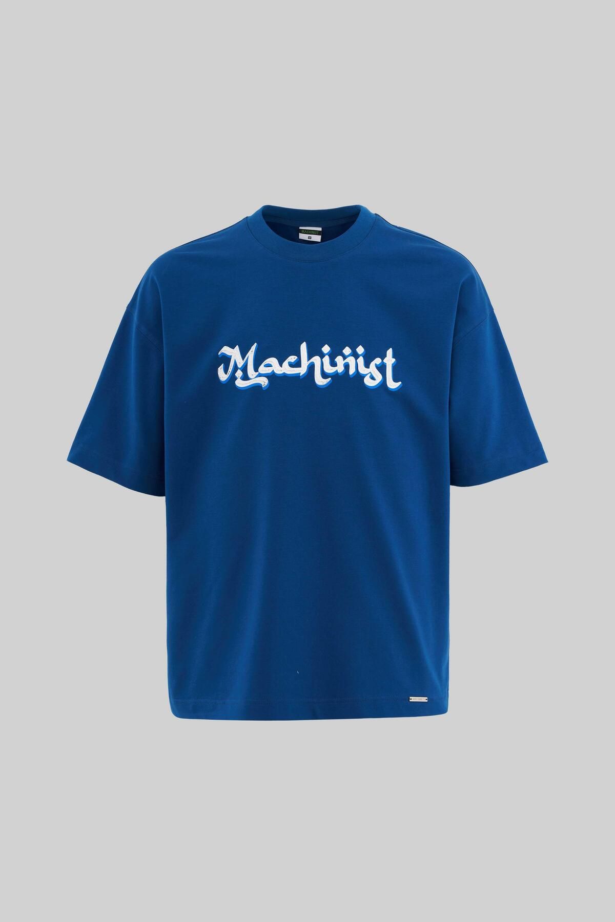 Machinist Erkek Mud Technical Printed Oversize İndigo Tişört