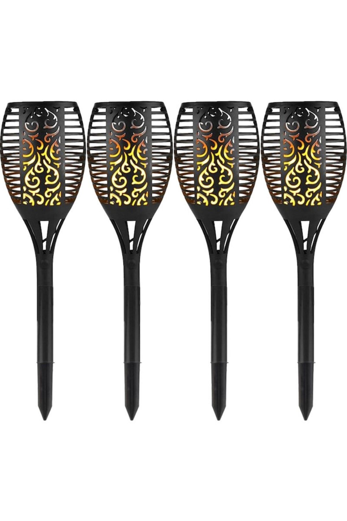 NEXTLY Set 4 X Lampa Solara De Exterior Tip Torta Cu Efect De Flacara Nextly, 76cm, Negru - Mărime unică