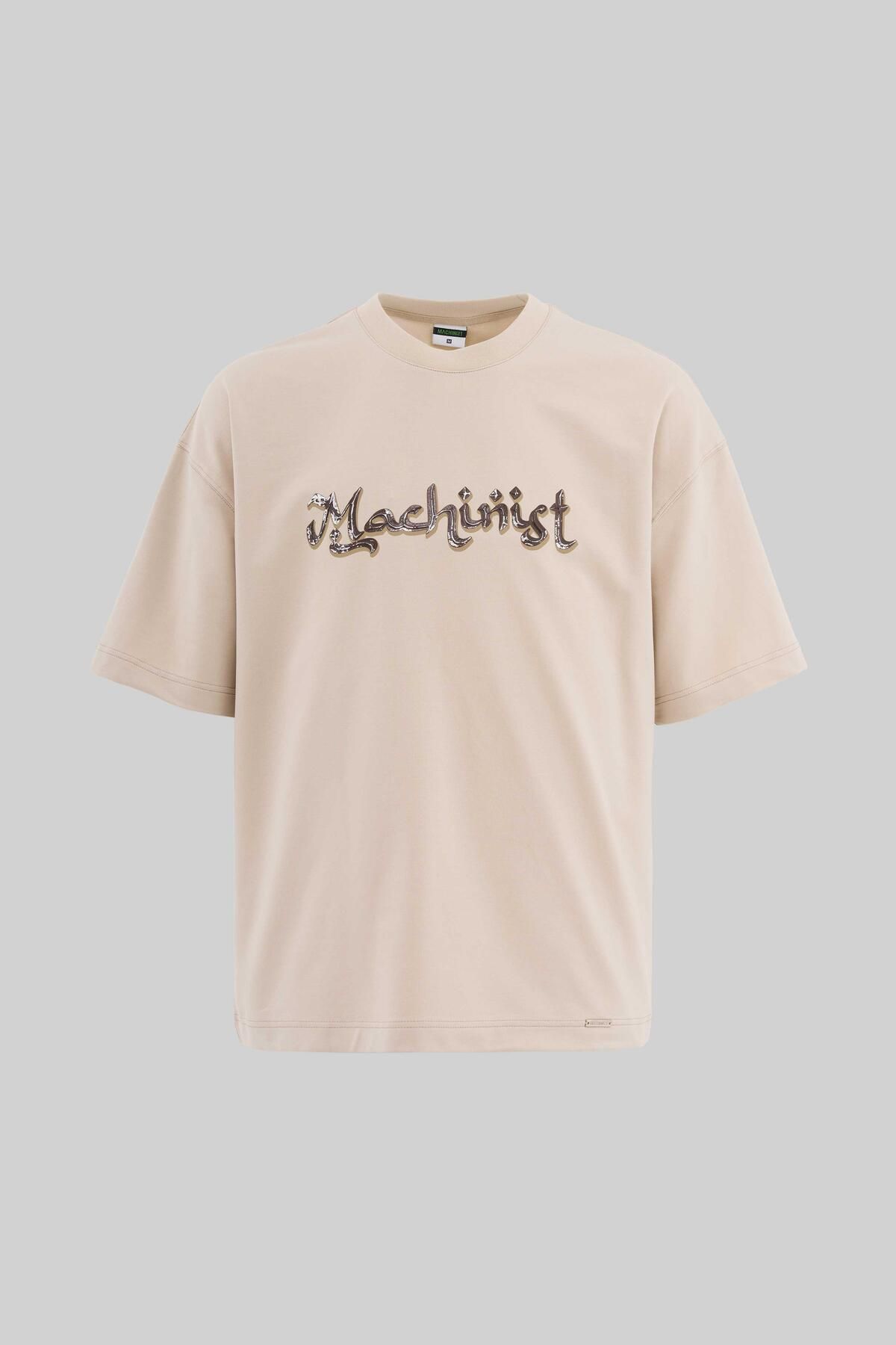 Machinist Erkek Mud Technical Printed Oversize Soft Bej Tişört