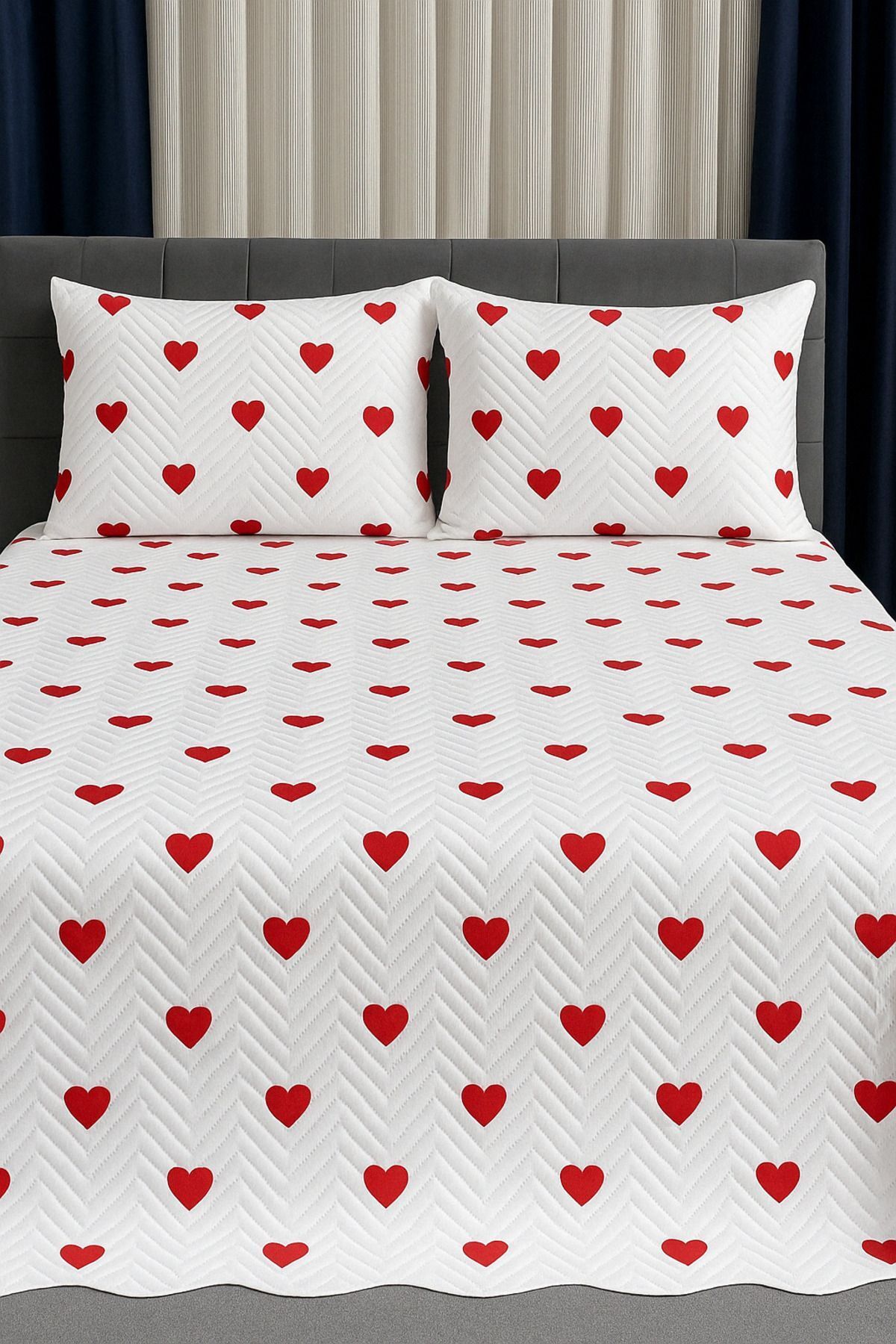 coverbox Çift Kişilik Çeyizlik Pike Yatak Örtüsü Takımı 160x240 cm 2 Yastık Kılıflı Çok Amaçlı Battaniye