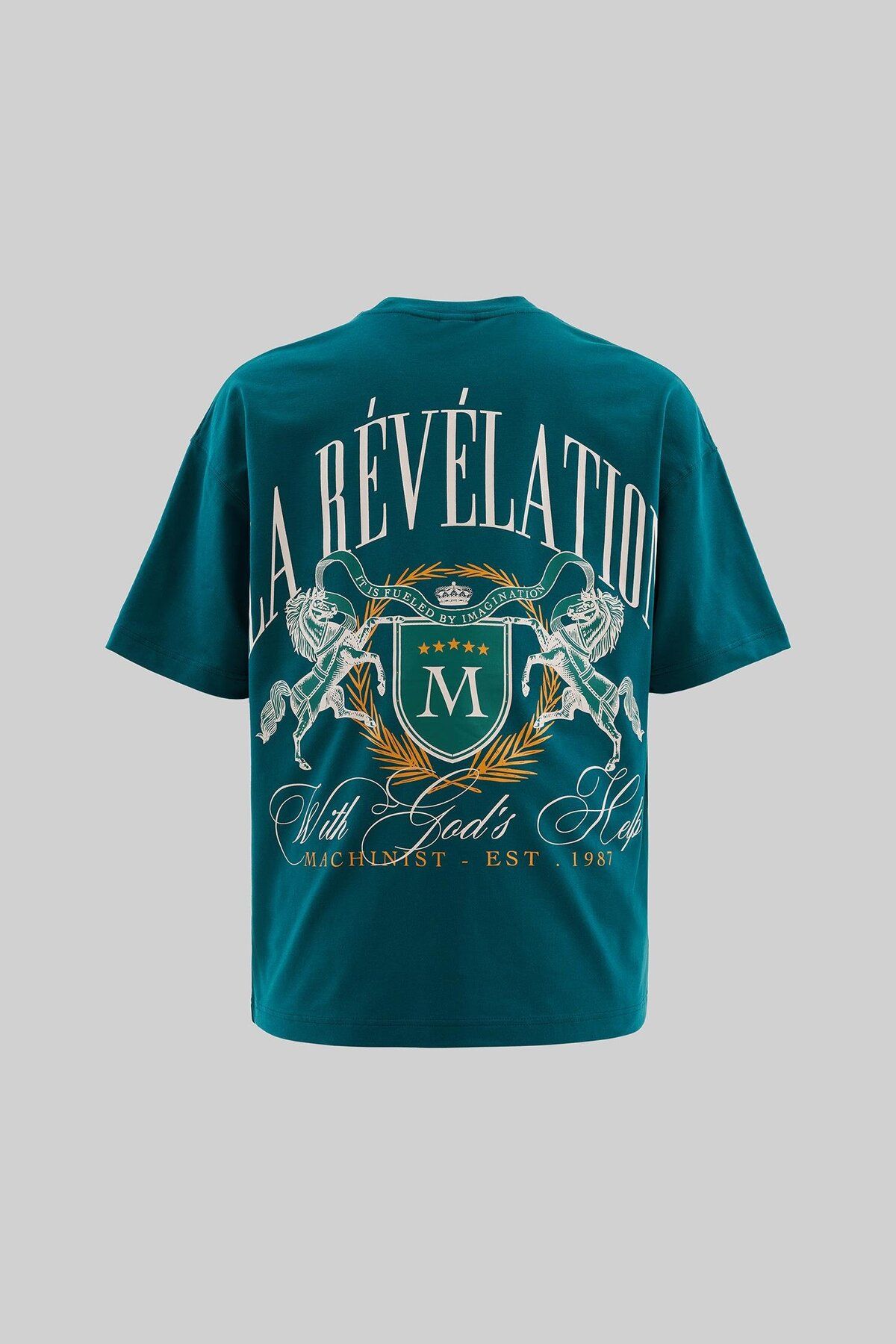 Machinist Erkek La Revelation Printed Oversize Oil Green Tişört