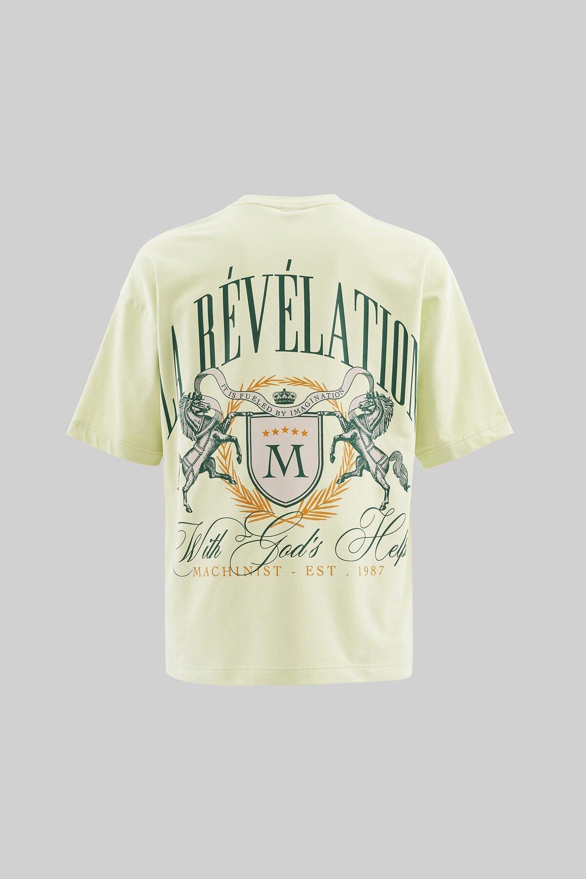 Machinist Erkek La Revelation Printed Oversize Limon Yeşili Tişört