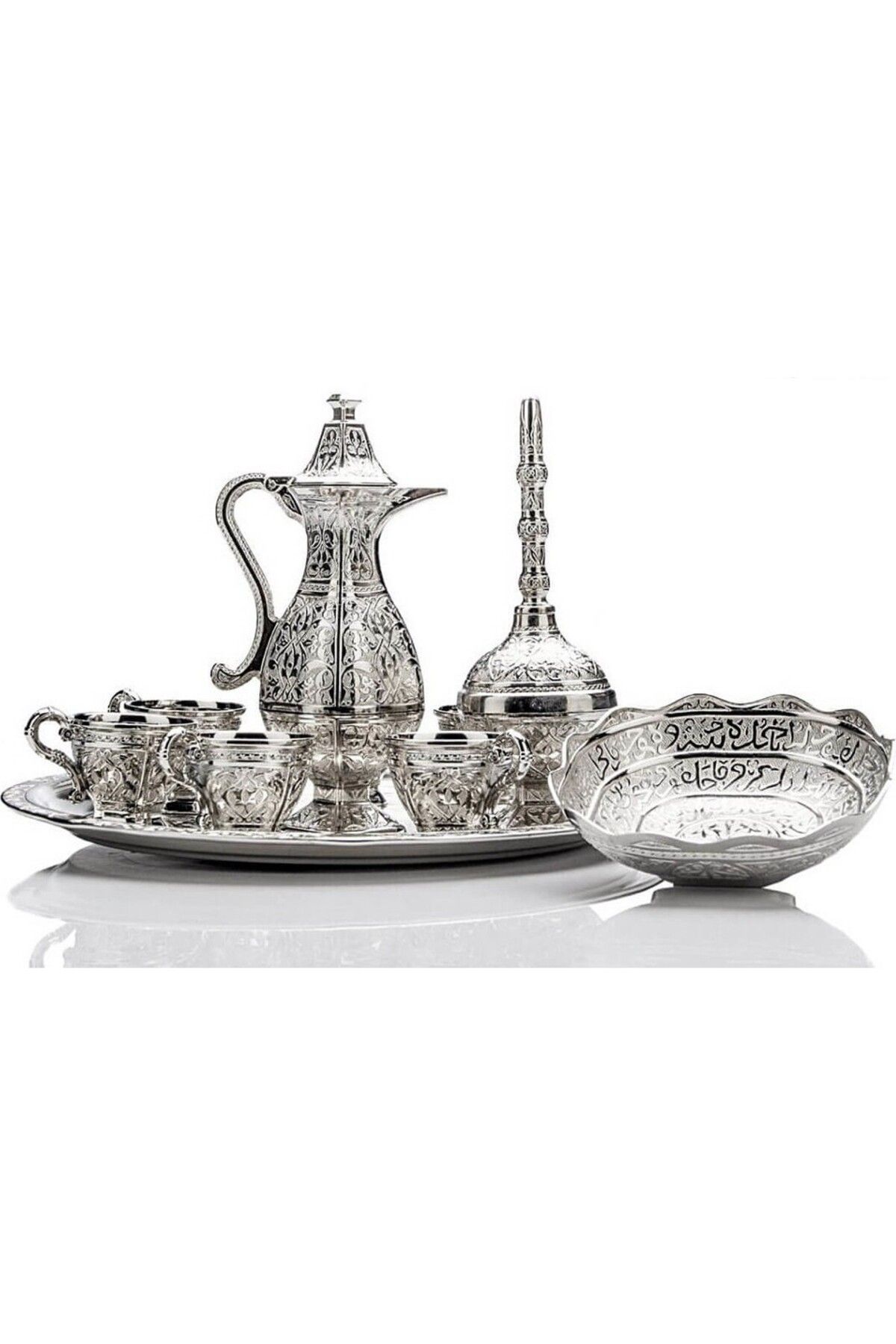 Yasir Zemzemlik, Zemzem Takımı, Tam Takım, Ebruli, 10 Parça, Metal, Gümüş Renk, Hac ve Umre Hediyeliği