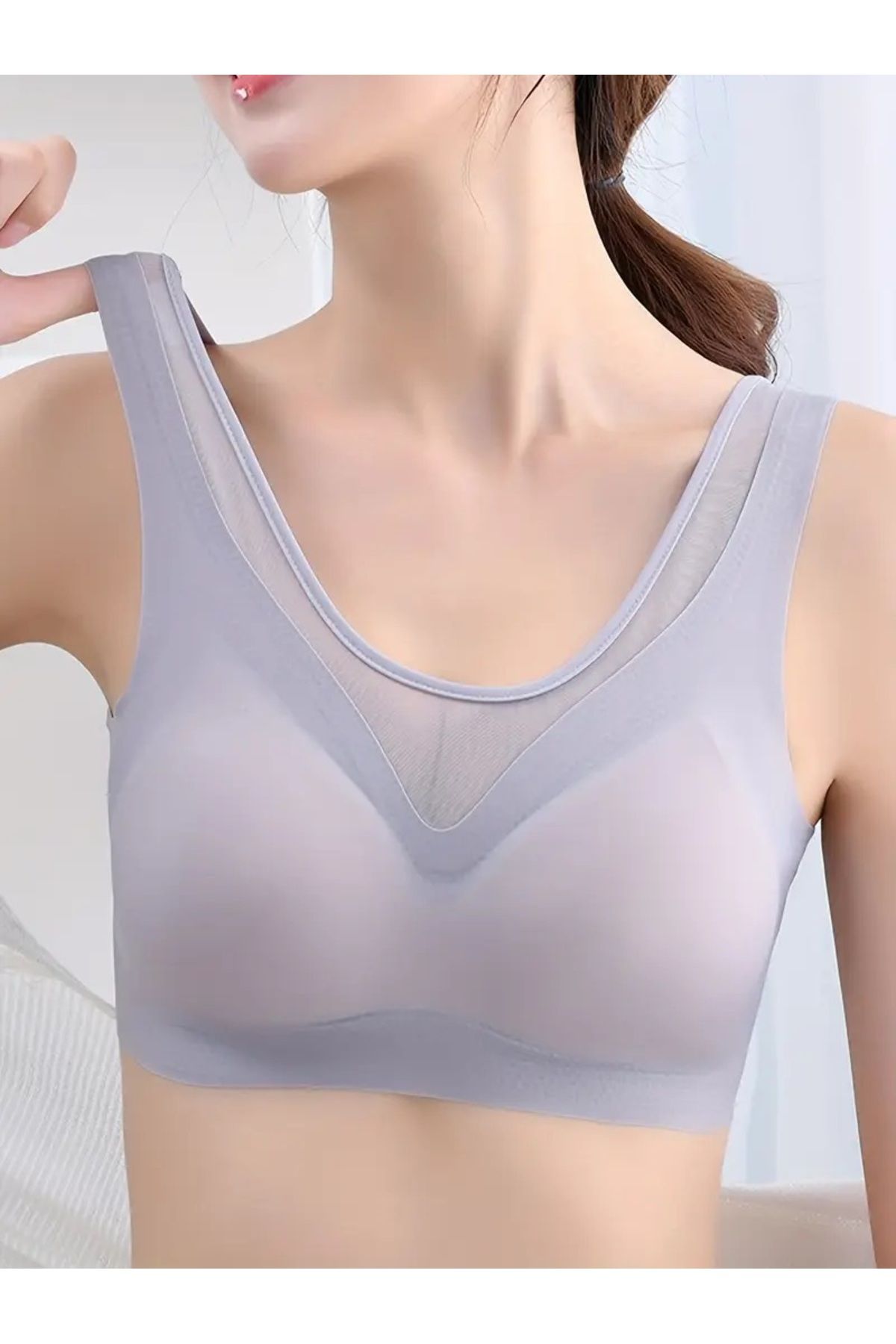 Clothes Box Tül Detaylı Lazer Kesim, Iz Yapmayan, Çıkarılabilir Dolgu Pedli Görünmez Push Up Sütyen