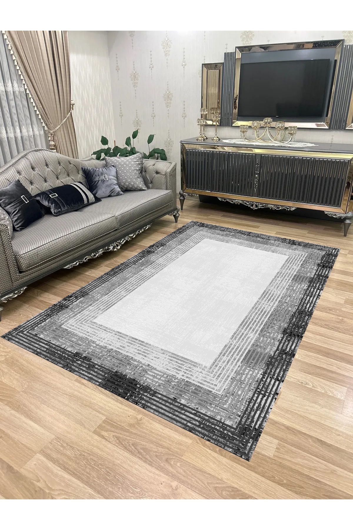 Bordo Halı Yıkanabilir Kaymaz Taban Halı Mutfak Dekor Yolluk Koridor Halısı Salon Halısı-1201GRİ