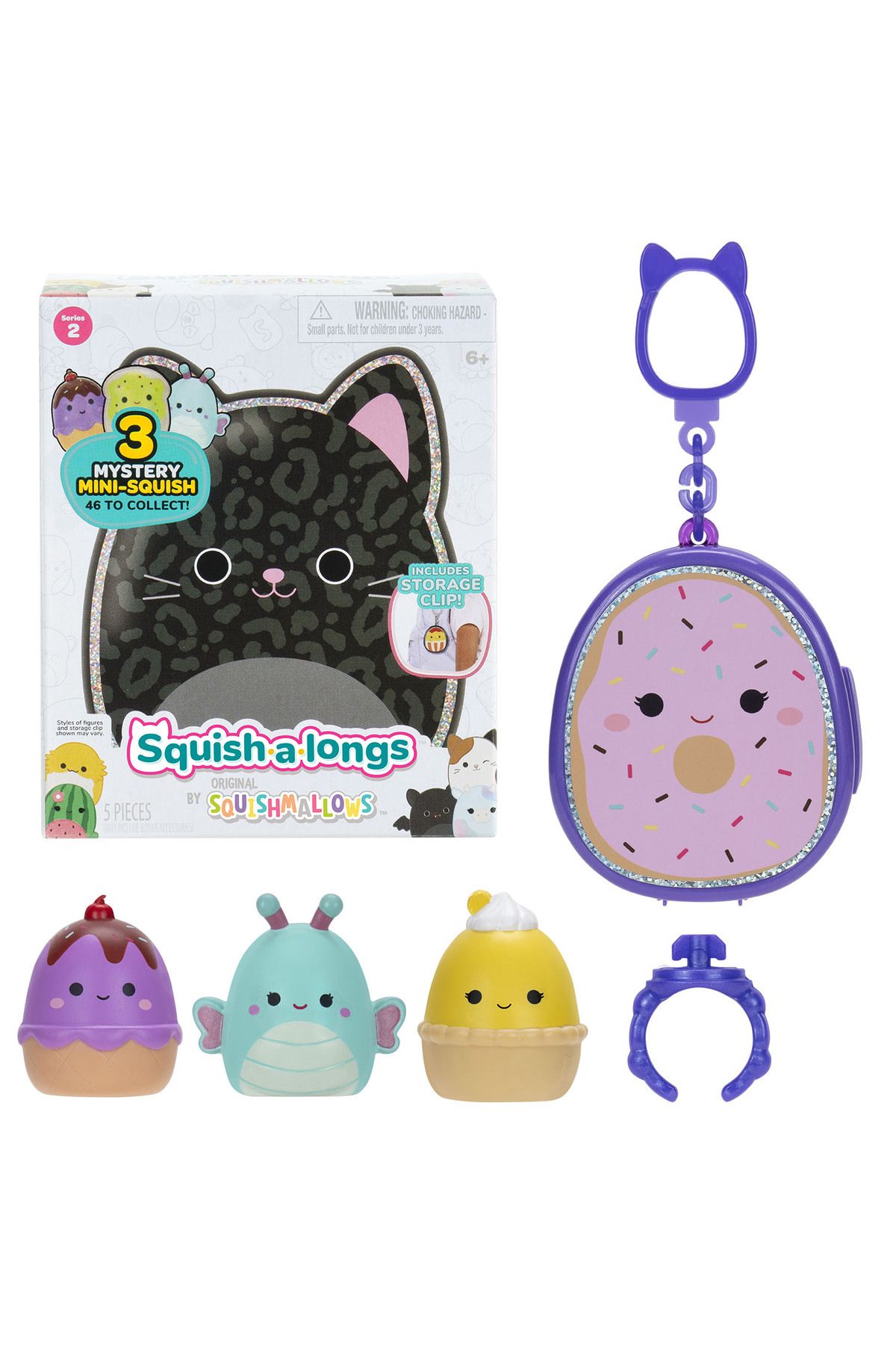 Squishmallows Squish-a-longs 3 Figür + Yüzük Çantalı Sürpriz Paket Seri 2