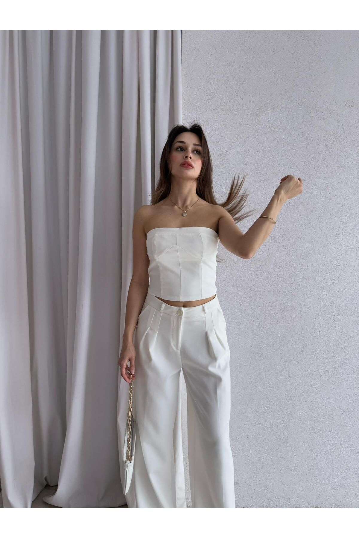 Mooi Butik LEAF Takım 7893 - Beyaz