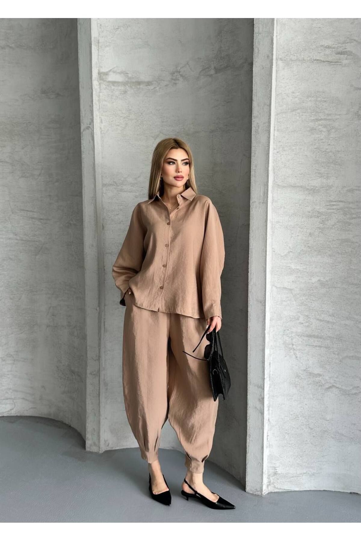 Gallogi Dokuma Modal Gömlek-Pantolon 2’li Takım