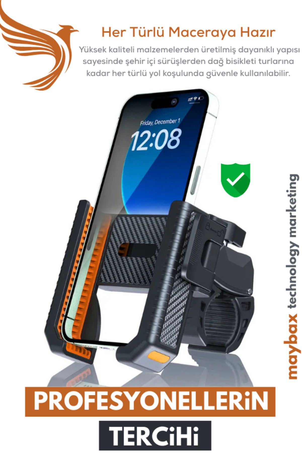 Maybax Gidon Bağlantılı Bisiklet Motosiklet için Esnek ABS 4-7.8″ inç Telefon Tutucu 360° Dönebilen Tasarım