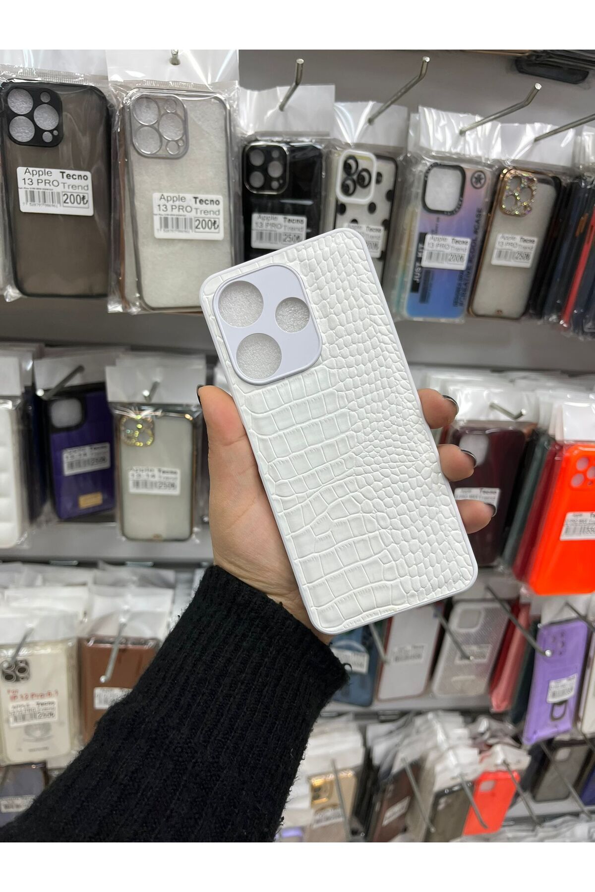 TECNOTREND XİAOMİ REDMİ 13 4G Dokulu Yüzey Çekmeye Dayanıklı Cep Telefon Kılıfı Pu Deri Kaplamalı Yumuşak