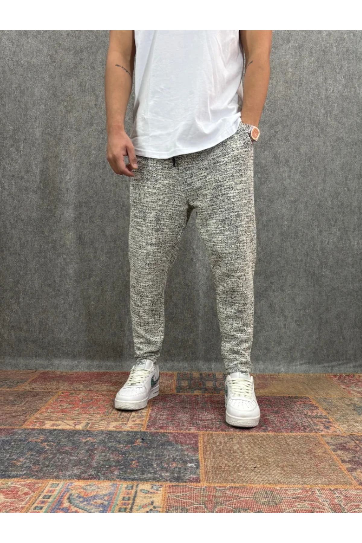 FıttingRoom Beli Lastikli Desenli Baggy Pantolon