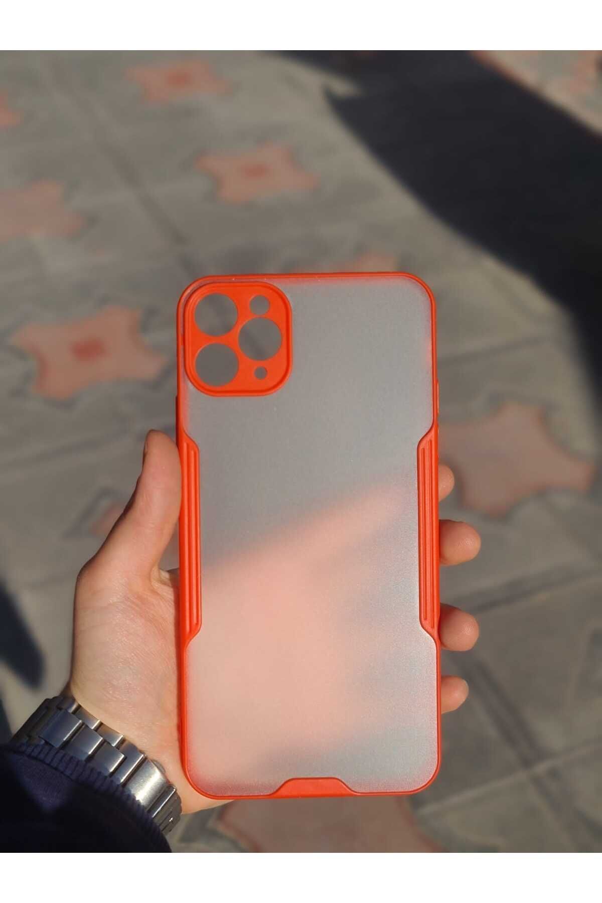 CEP-HANE Apple İphone 11 Pro Max Kenarları Renkli Kamera Korumalı Transparan Kılıf