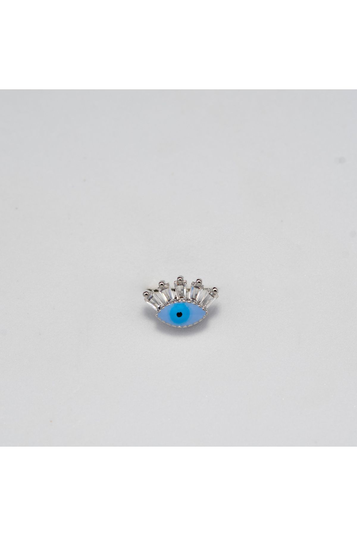 Piercing by Sever MAVİ GÖZ NAZAR ÇELİK PIERCING… GÜMÜŞ/SILVER RENKLİ ve ŞEFFAF TAŞLI (TARGUS HELIX CONCH FLAT)