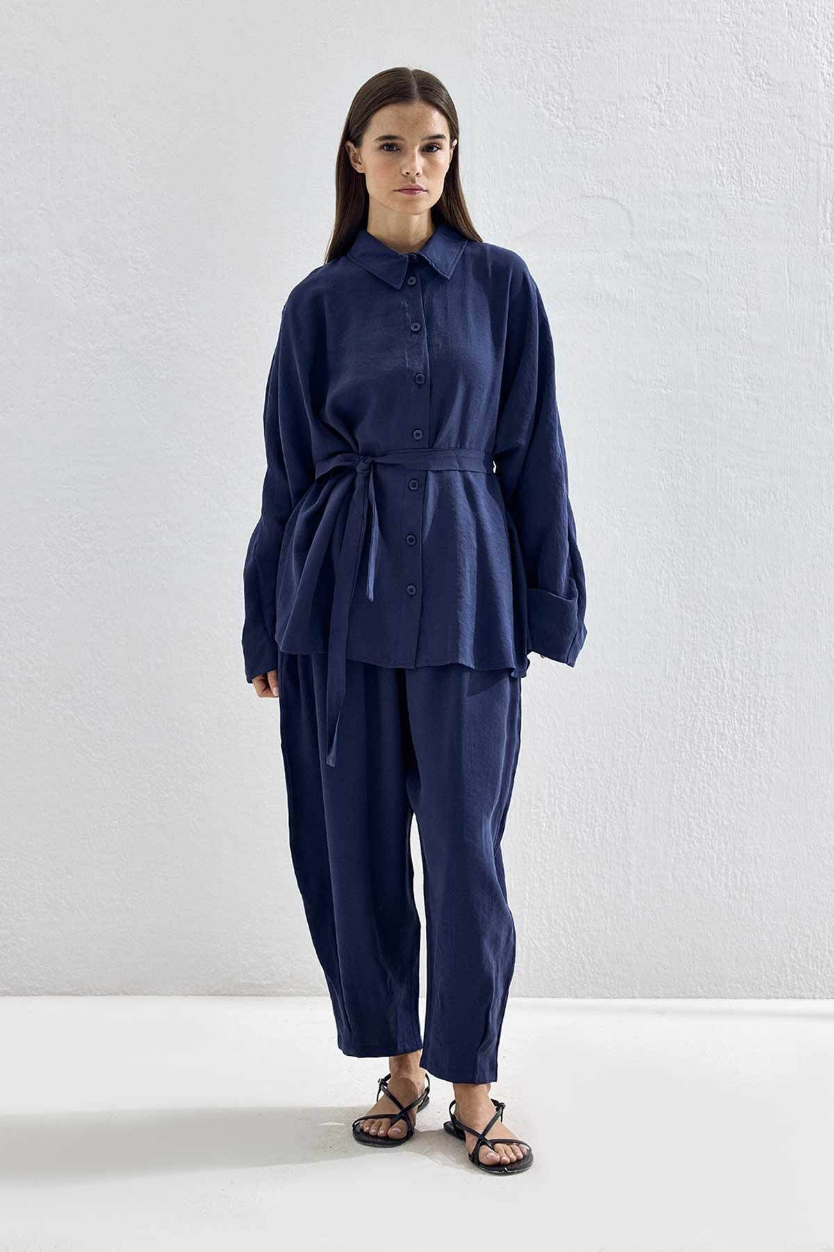 Hooopstore Basic Oversize Lacivert Pantolon Takım