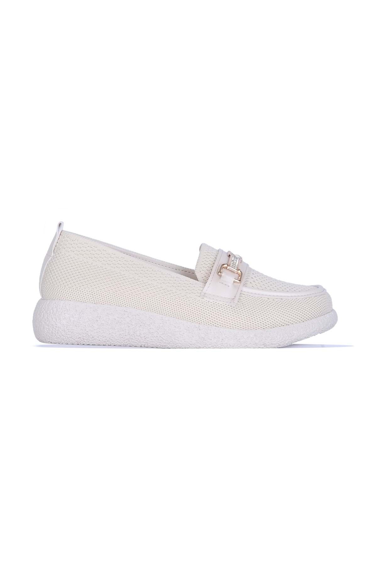 moda ayakkabım Moda Ayakkabı 847 Syh-Krem Kadın Babet Ayakkabı