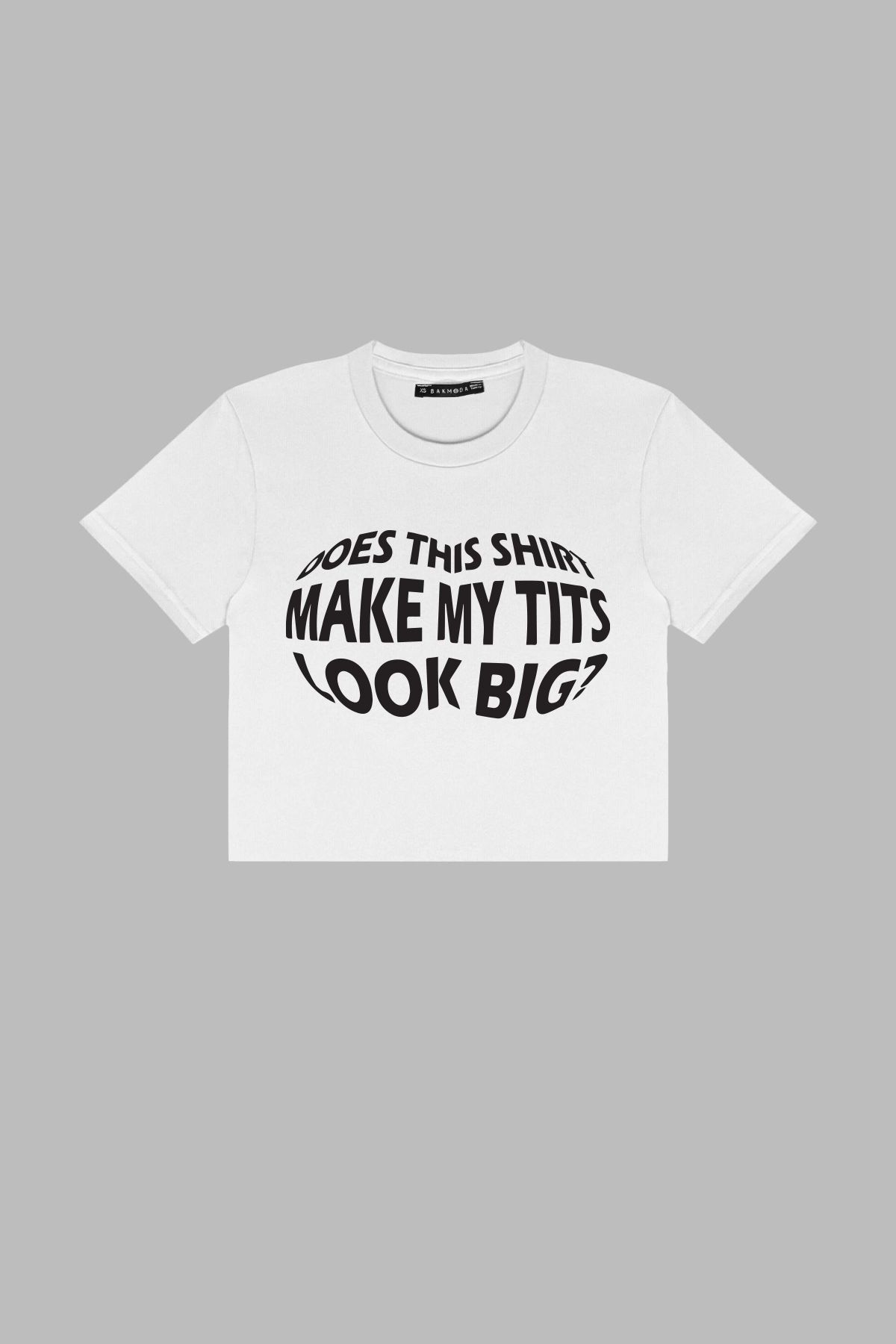Sekizbiraltı Tits Look Big Baskılı Beyaz Crop Top