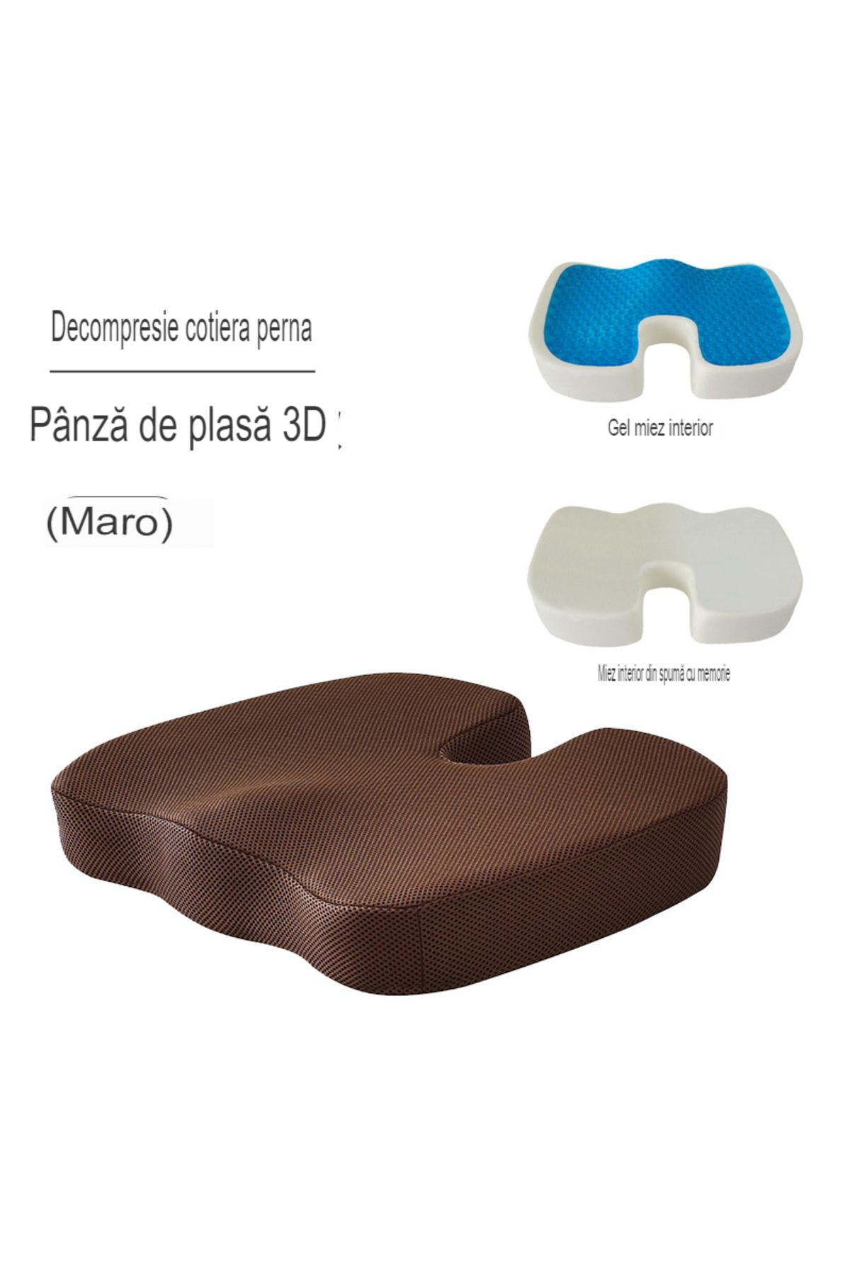 OEM Perna Ortopedica Pentru Sezut Din Spuma Cu Memorie Si Gel Racoritor Arvada Ergosupport - One Size