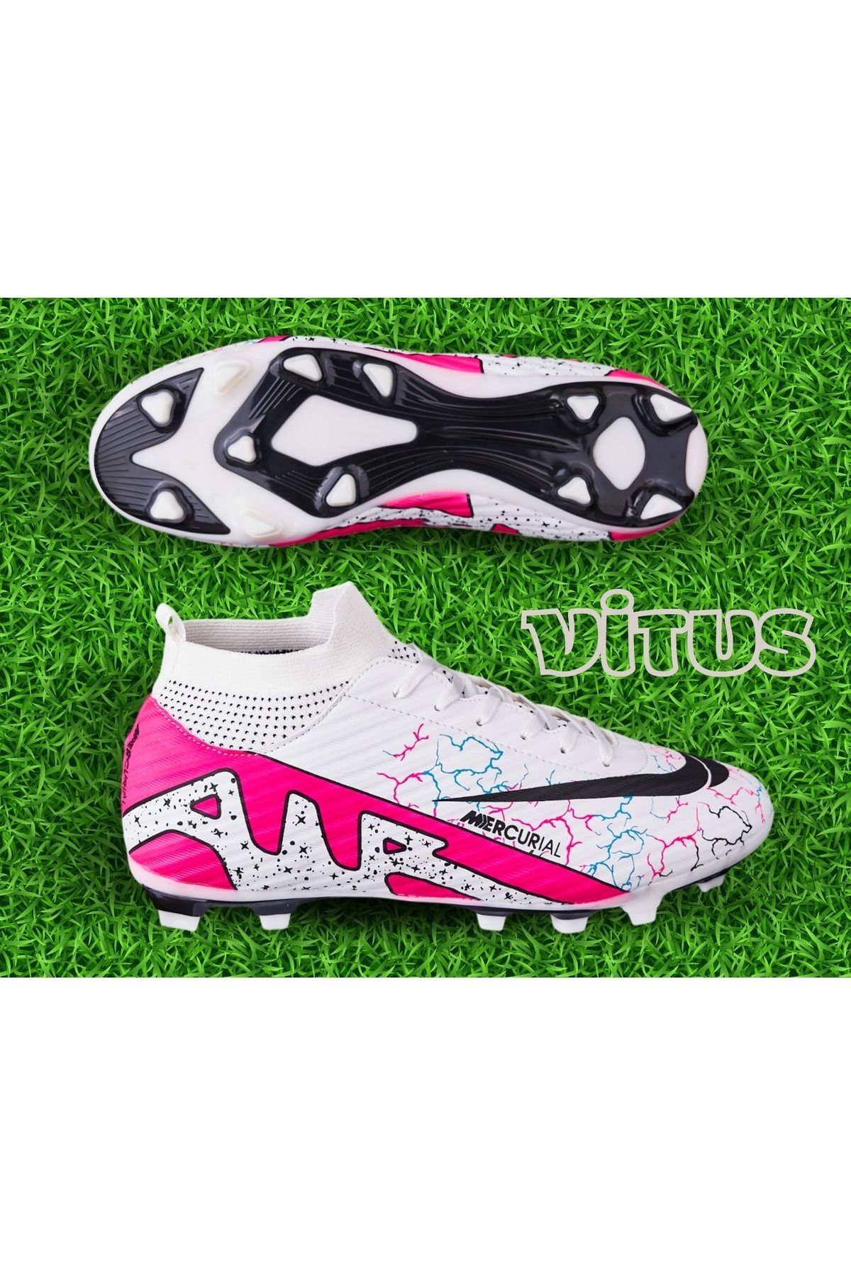 VİTUS Bilekli Çoraplı Krampon Çim Ve Halısaha Yetişkin Çocuk Unisex Futbol Ayakkabısı