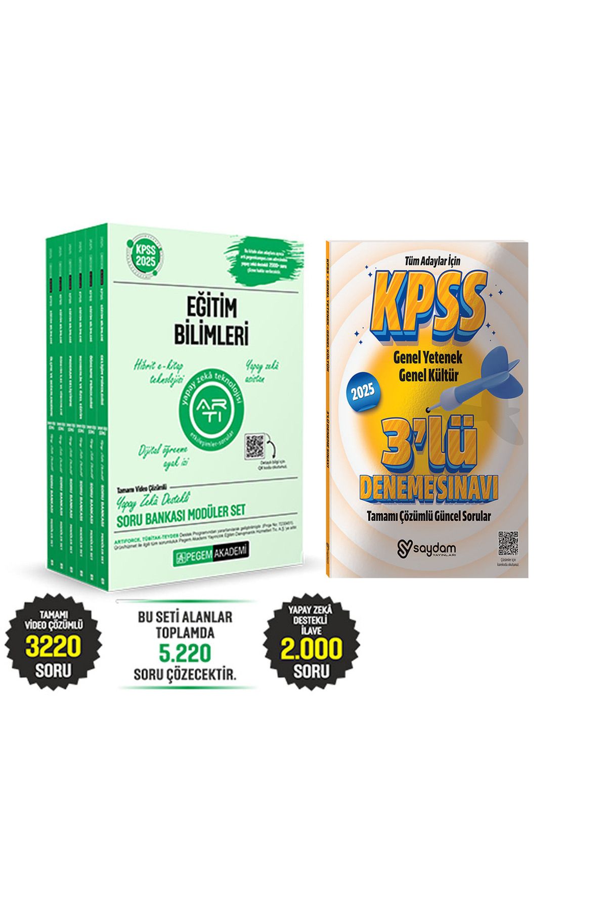 Pegem Akademi Yayıncılık 2025 KPSS Eğitim Bilimleri Tamamı Video Çözümlü Soru Bankası Seti 6 Kitap-2025 Çözümlü 3 Deneme