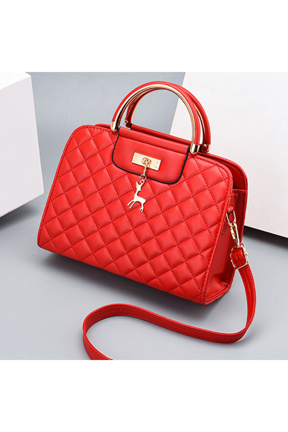 Muchmy-Women's Shoulder Bag Double Handle Girls Bag Cute Design Red Bag 3