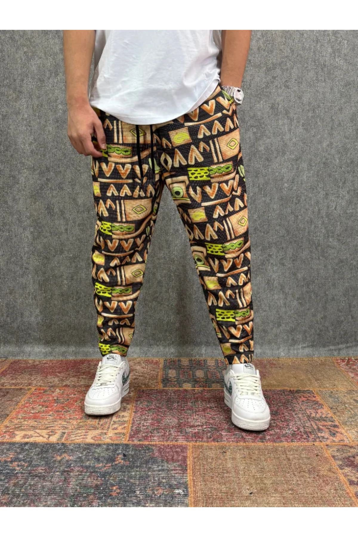 FıttingRoom Beli Lastikli Desenli Baggy Pantolon
