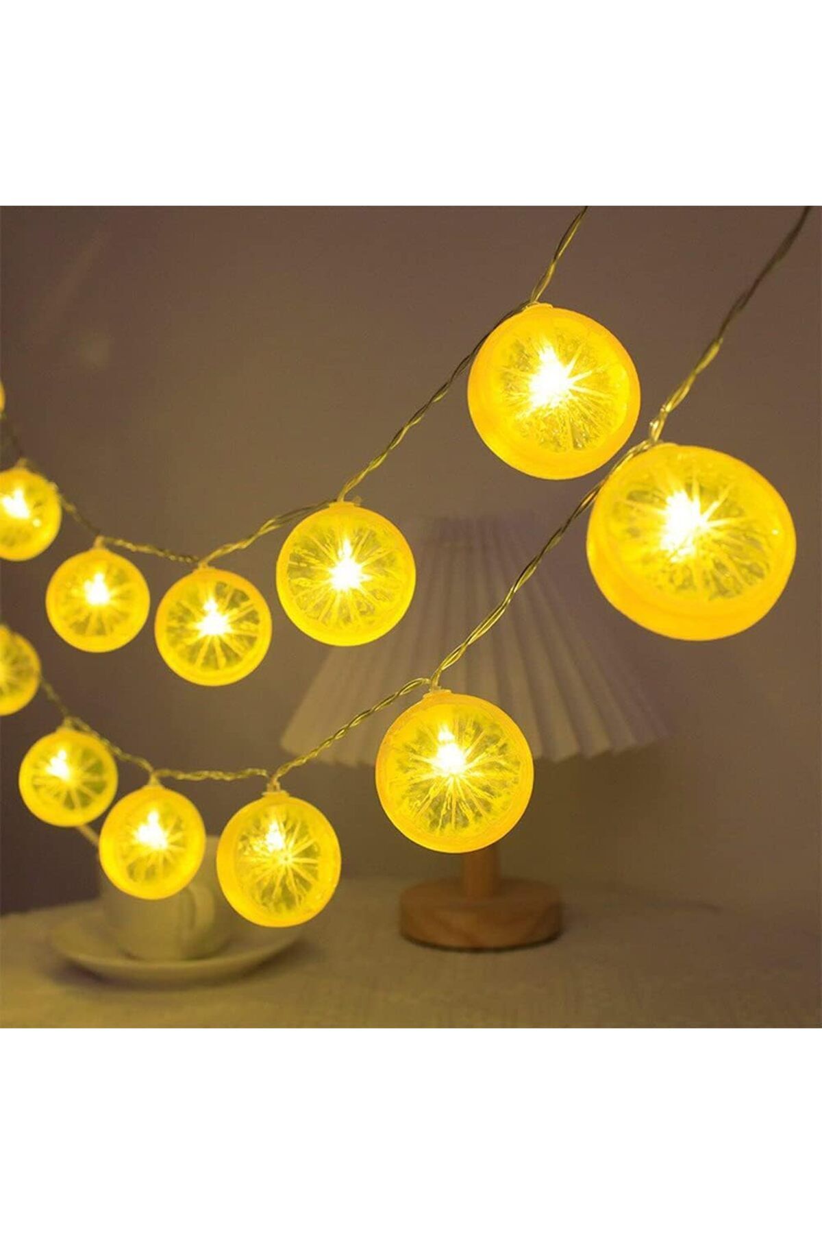 Mi-ÇA HOME 2m 10 Led Pilli 2 Kademeli Limon Led Işık Dekoratif Ambiyans Işığı İç Ve Dış Mekan Aydınlatma