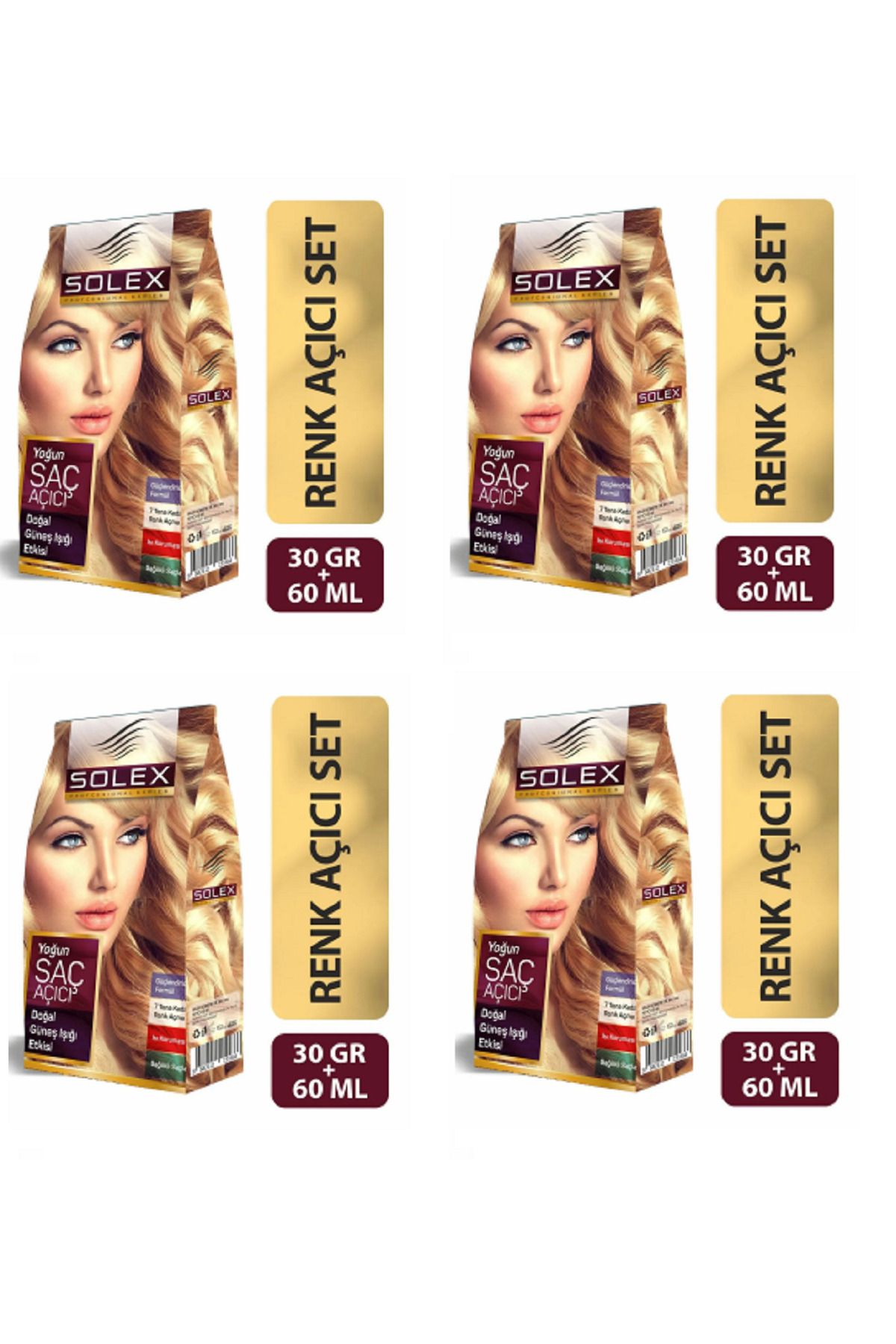 Solex Yoğun Saç Renk Açıcı Toz Pudra 30 gr 60ml (4 Adet)