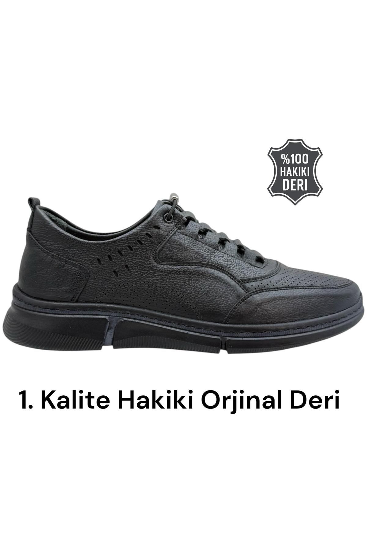 İYİSİNDEN SHOES Hakiki deri erkek lastikli ortapedik ayakkabı-hafif poli taban, komple dikişli