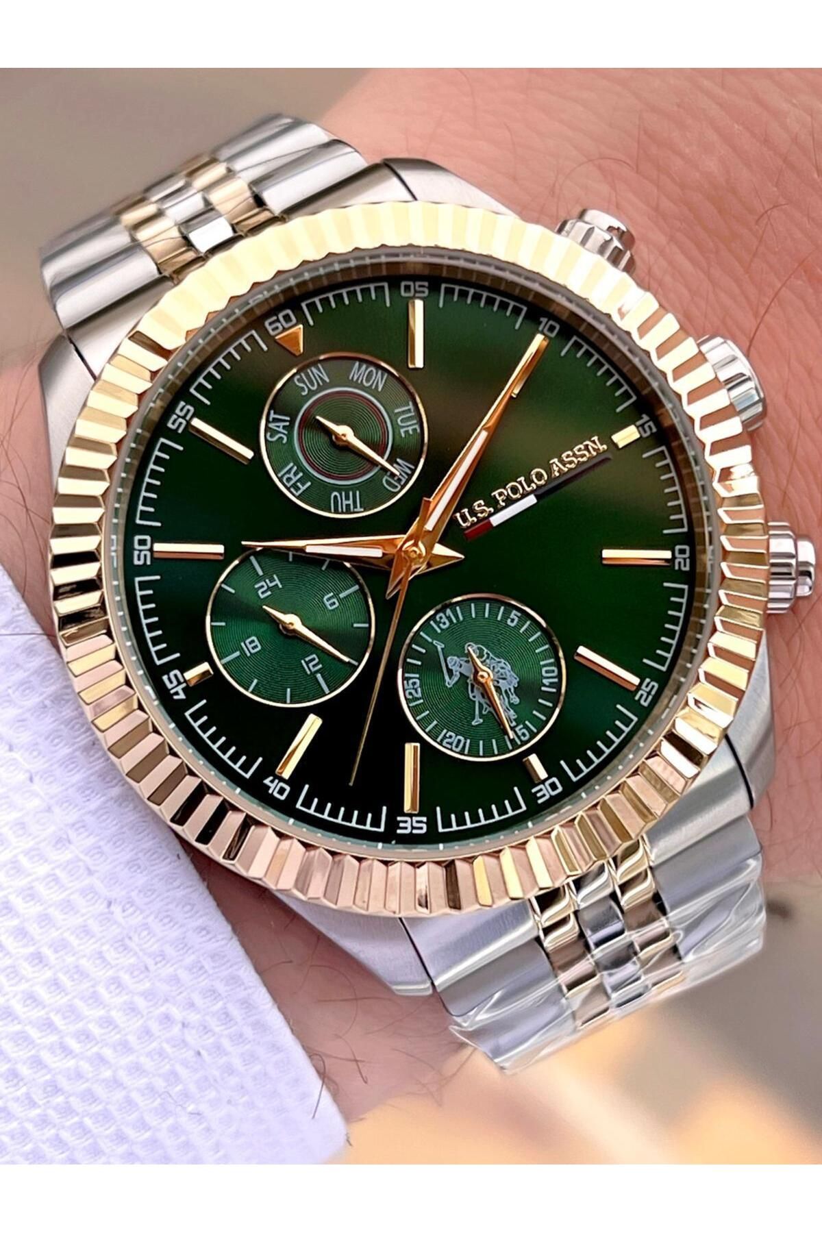 U.S. Polo Assn. U.S.POLO ASSN Çelik Kordon İç Fonksiyonları Aktif 5 Atm Suya Dayanıklı Erkek Kol Saati USPA.1054.B08