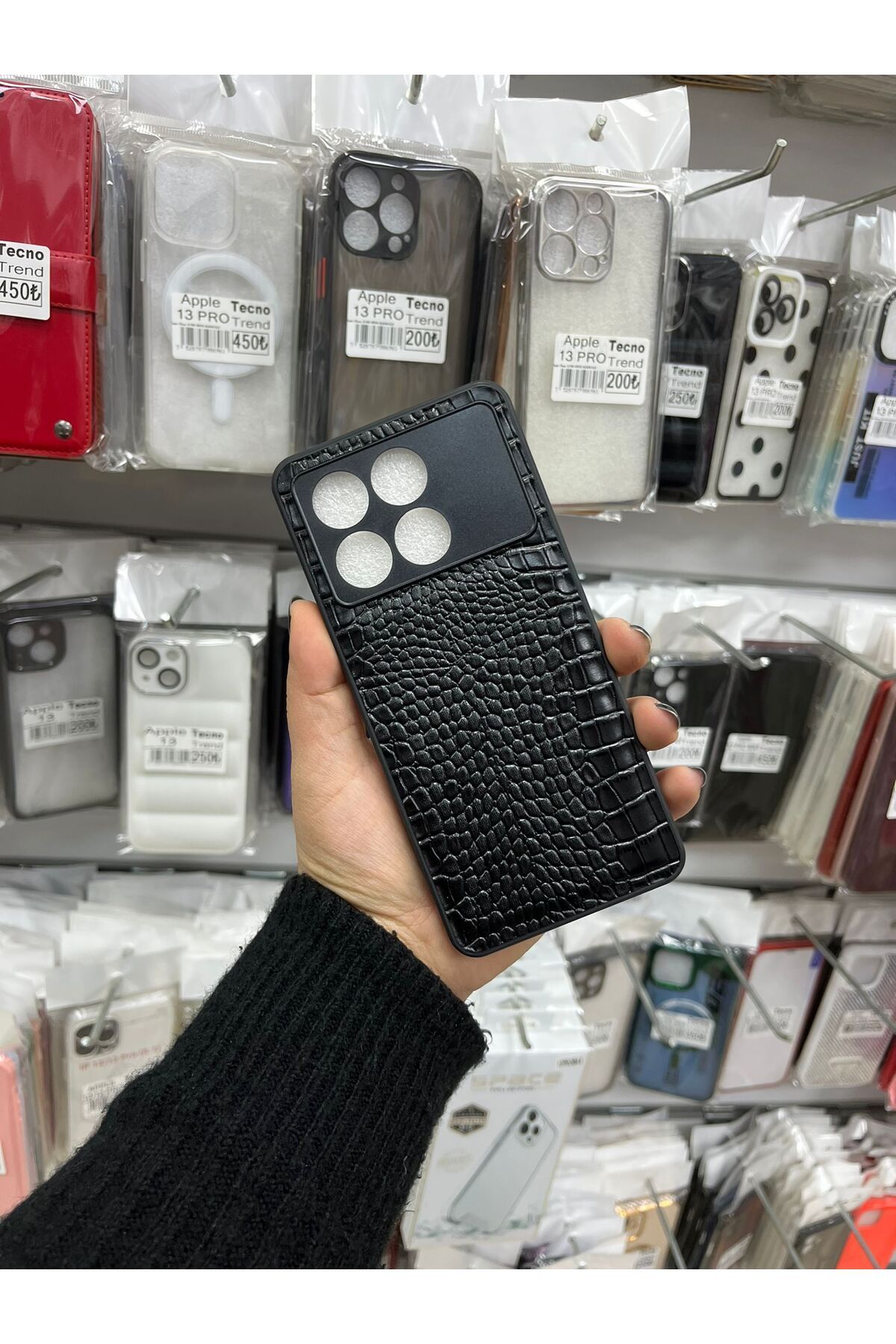 TECNOTREND Xiaomi Redmi K70E 5G Dokulu Yüzey Çekmeye Dayanıklı Cep Telefon Kılıfı Pu Deri Kaplamalı Yumuşak