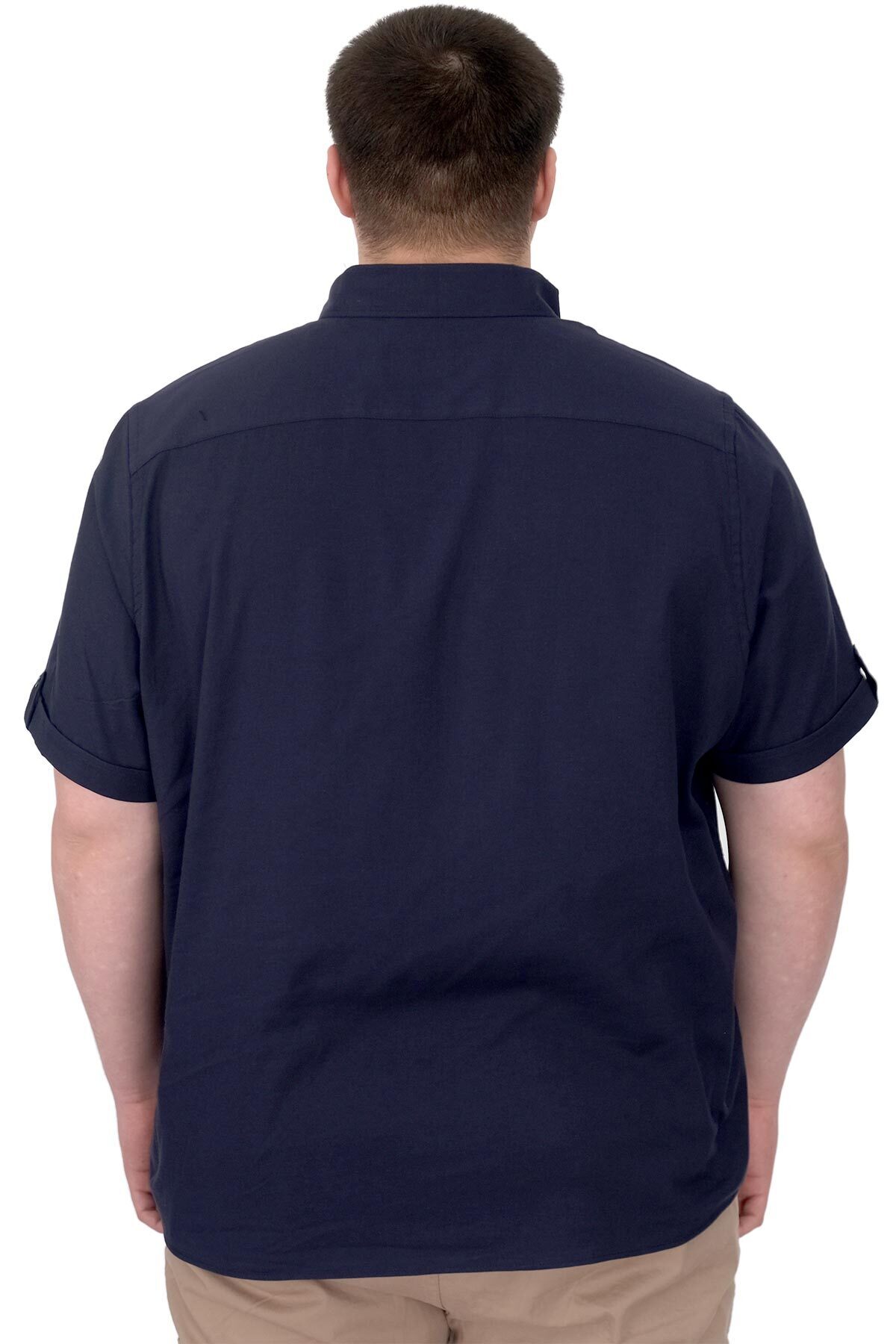 ModeXL Mode XL Büyük Beden Erkek Gabardin Gömlek Everyday Essentials U25602 Siyah görsel 4