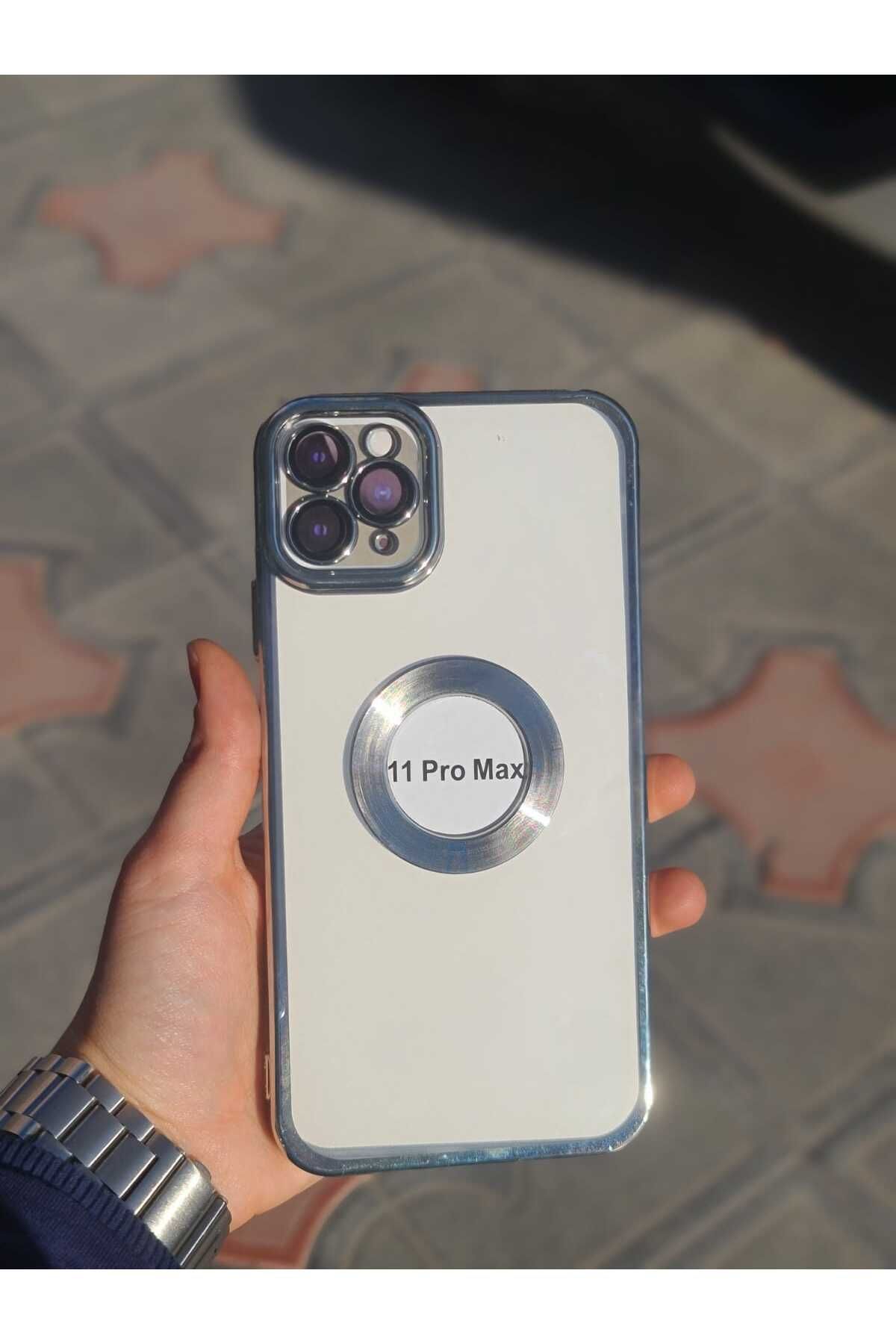 CEP-HANE Apple iPhone 11 Pro Max Şeffaf Kamera Korumalı Logo Detaylı Premium Yanları Parlak Telefon Kılıfı
