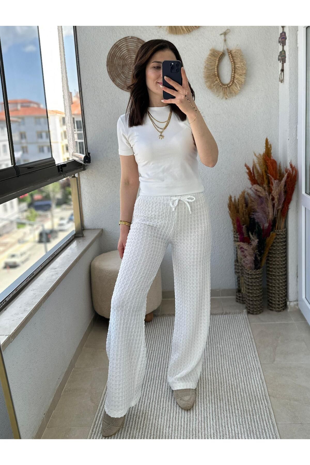 TUNAM BUTİK BÜRÜMCÜK KUMAŞ RAHAT PANTOLON