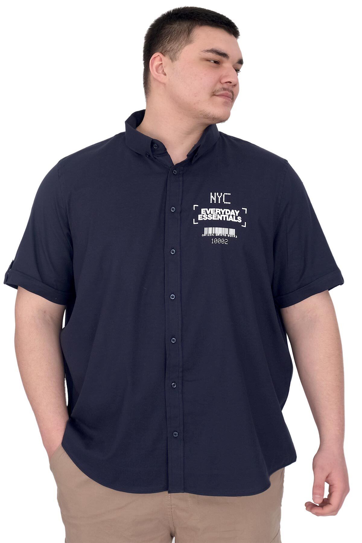 ModeXL Mode XL Büyük Beden Erkek Gabardin Gömlek Everyday Essentials U25602 Siyah