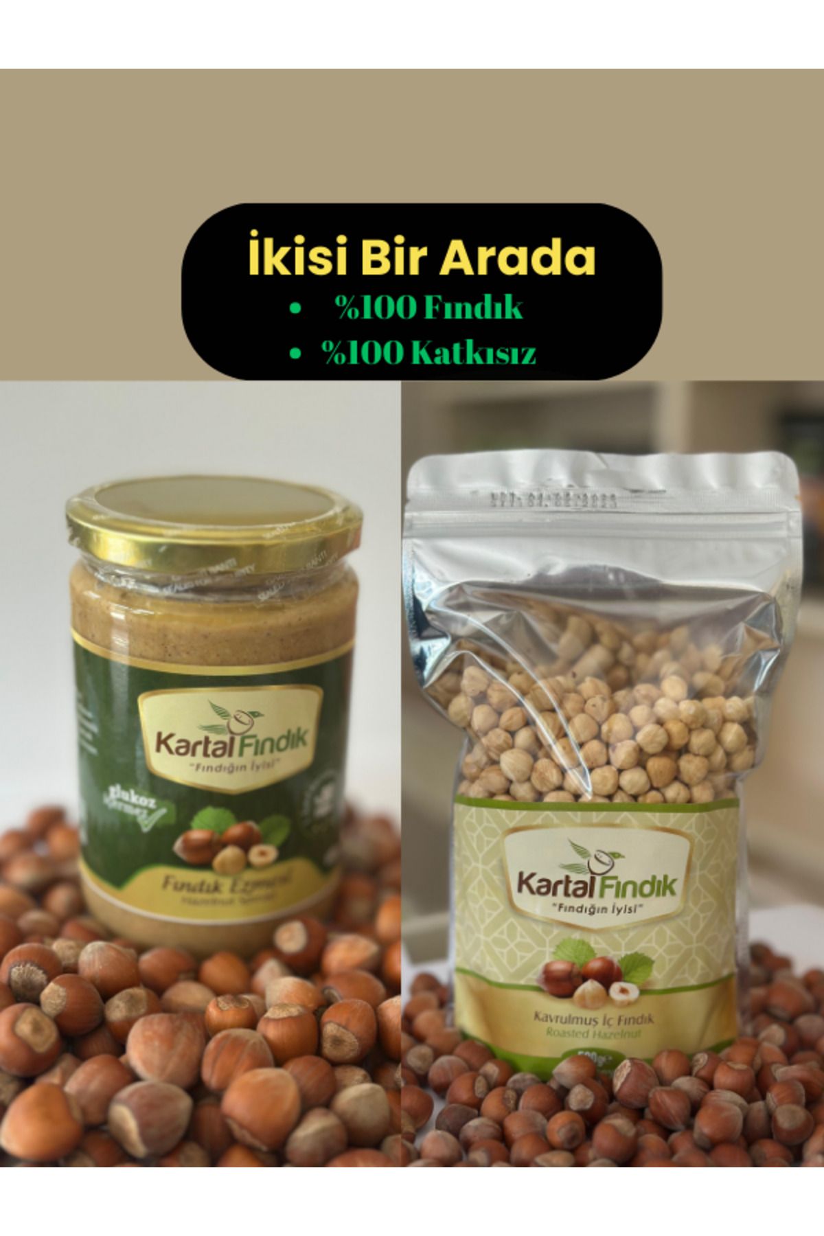 Kartal Fındık Fındık 500 gr ve Fındık Ezmesi %80 fındık 600gr % 100 Doğal Yerli