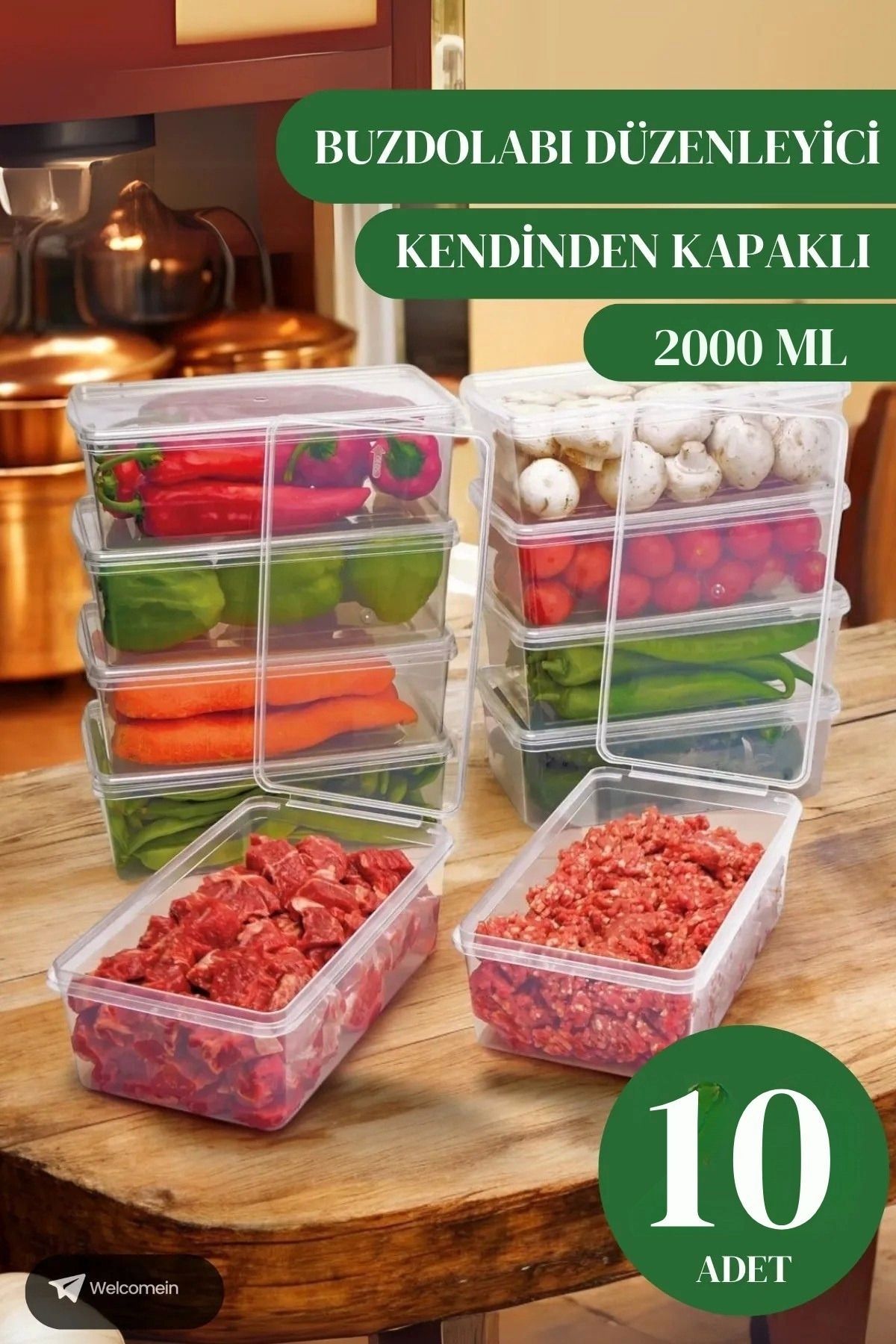 costurera 10 Adet 2 Lt. Kendinden Kapaklı Derin Dondurucuya Uygun Buzluk Saklama Kabı Düzenleyici (2000 Ml)